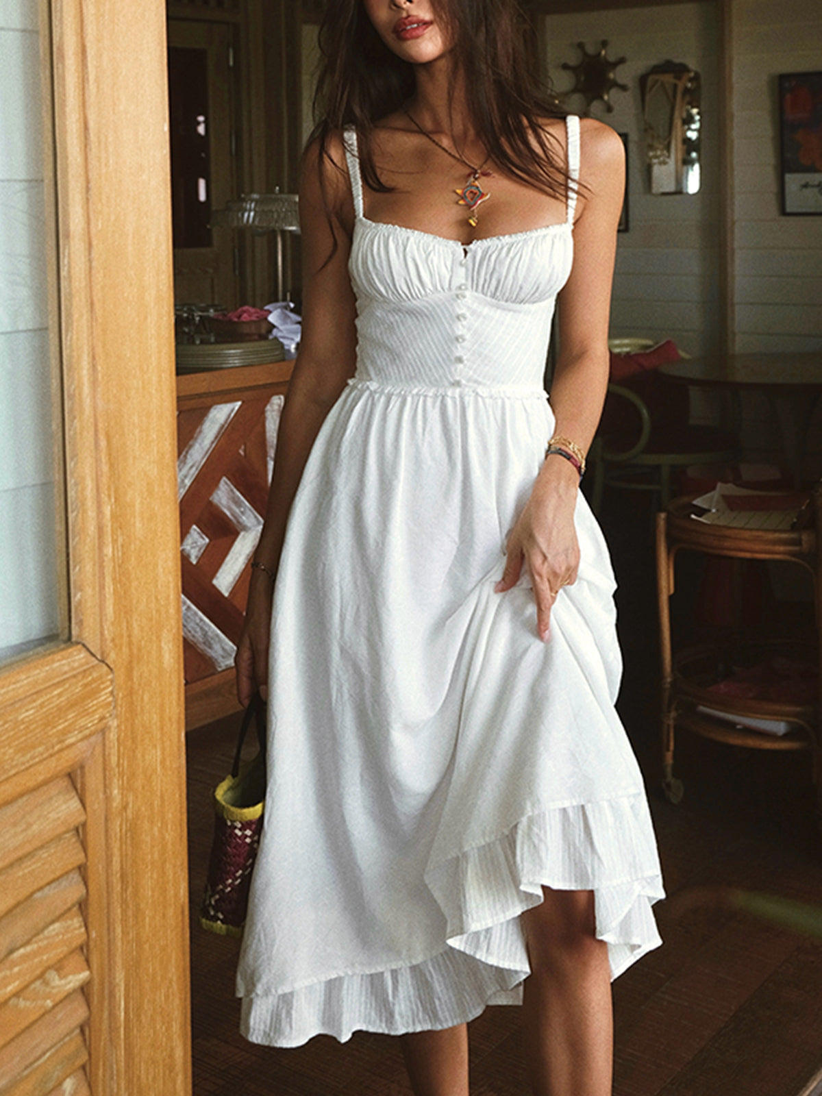 Bernice | Schlichtes Midikleid mit Rüschensaum
