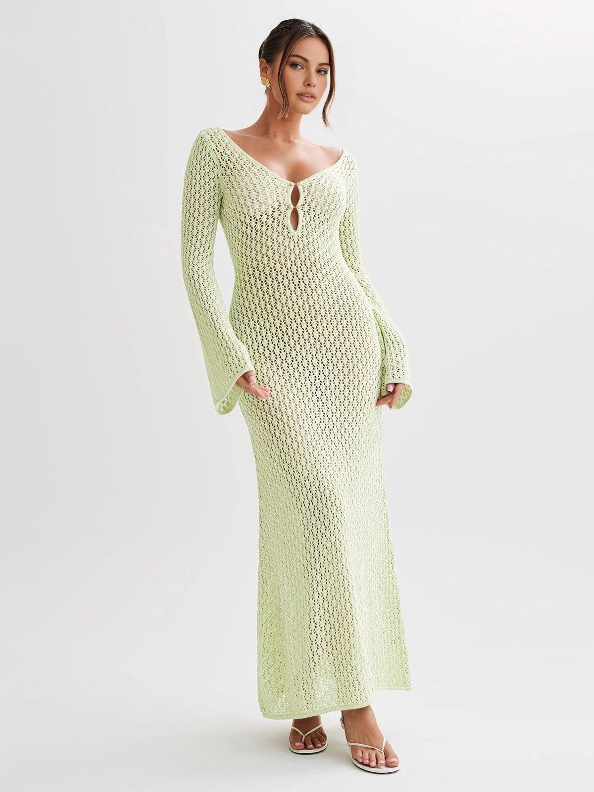 Gehäkeltes Strick Maxikleid mit elegantem Detail für Damen