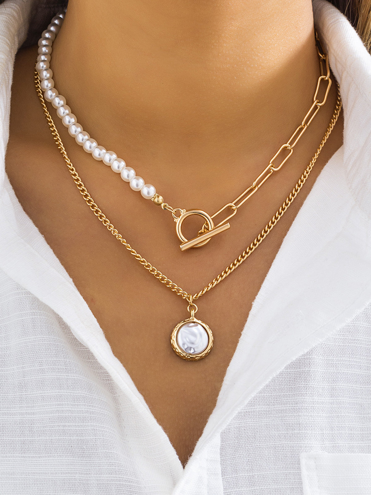 Perlenanhänger Halskette Set mit elegantem Stil für Damen
