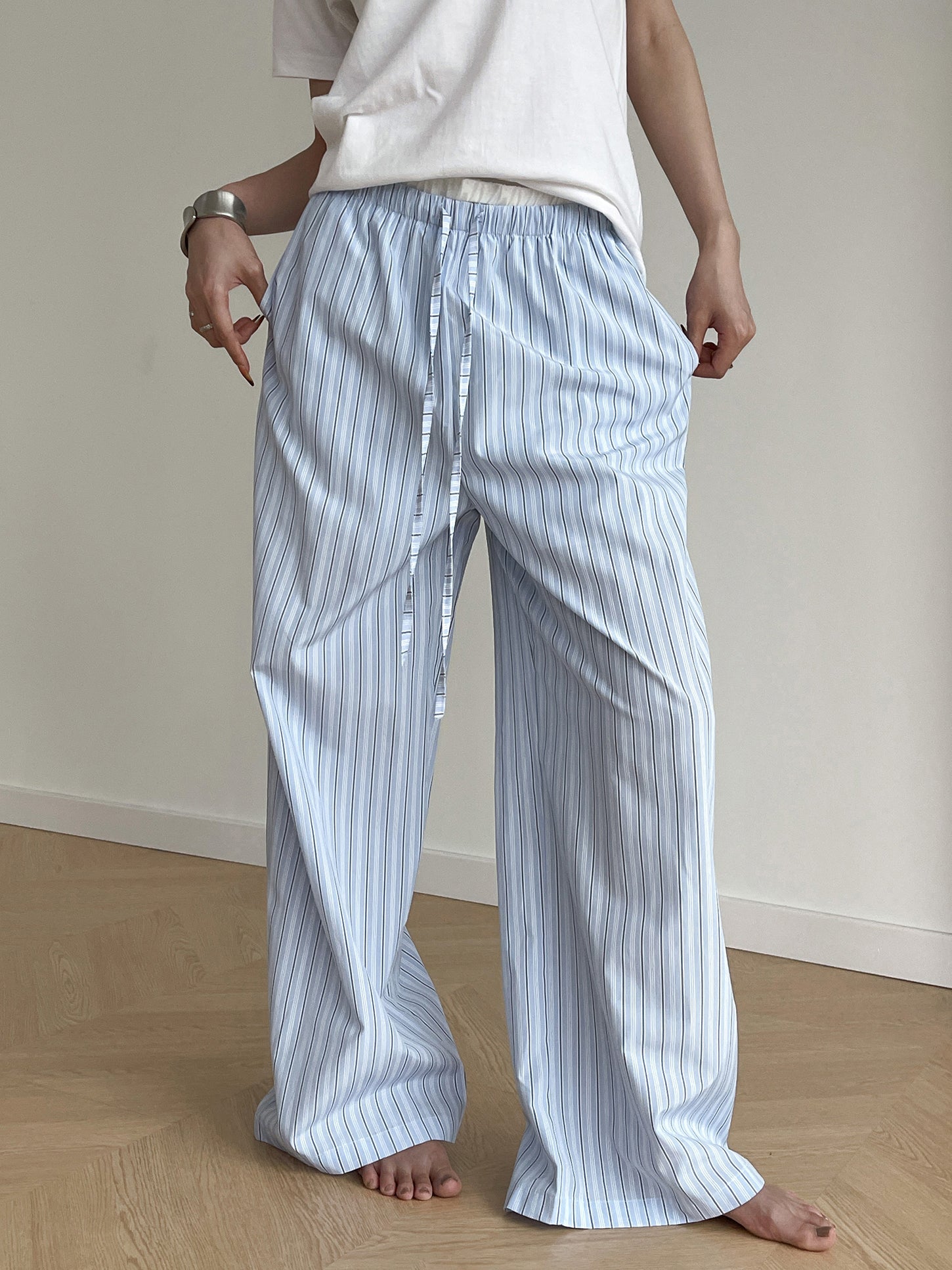 Lässige Hose mit Knoten und doppeltem Bund für Frauen