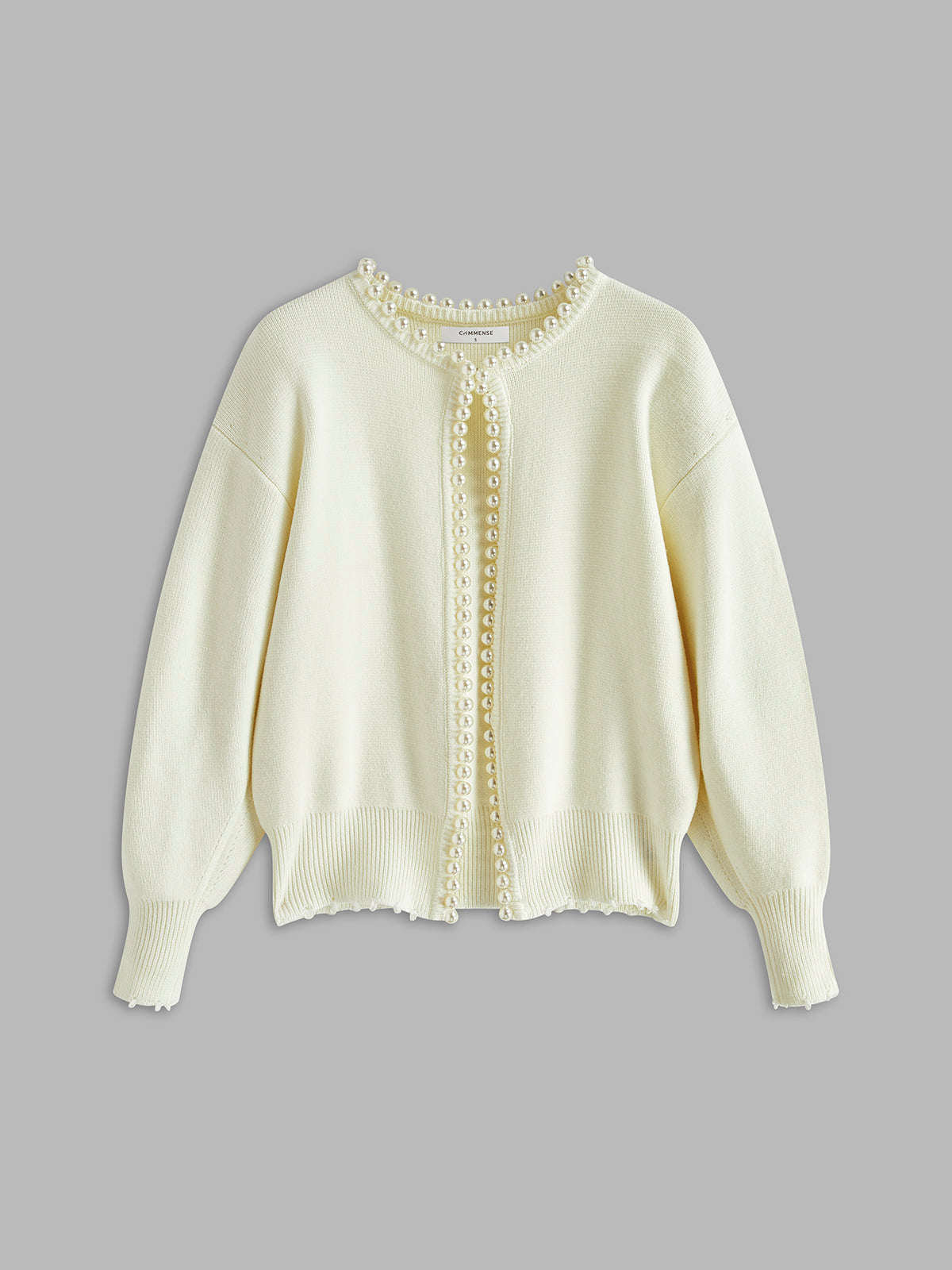 Lumen | Strickjacke mit Perlenbesatz und geripptem Saum