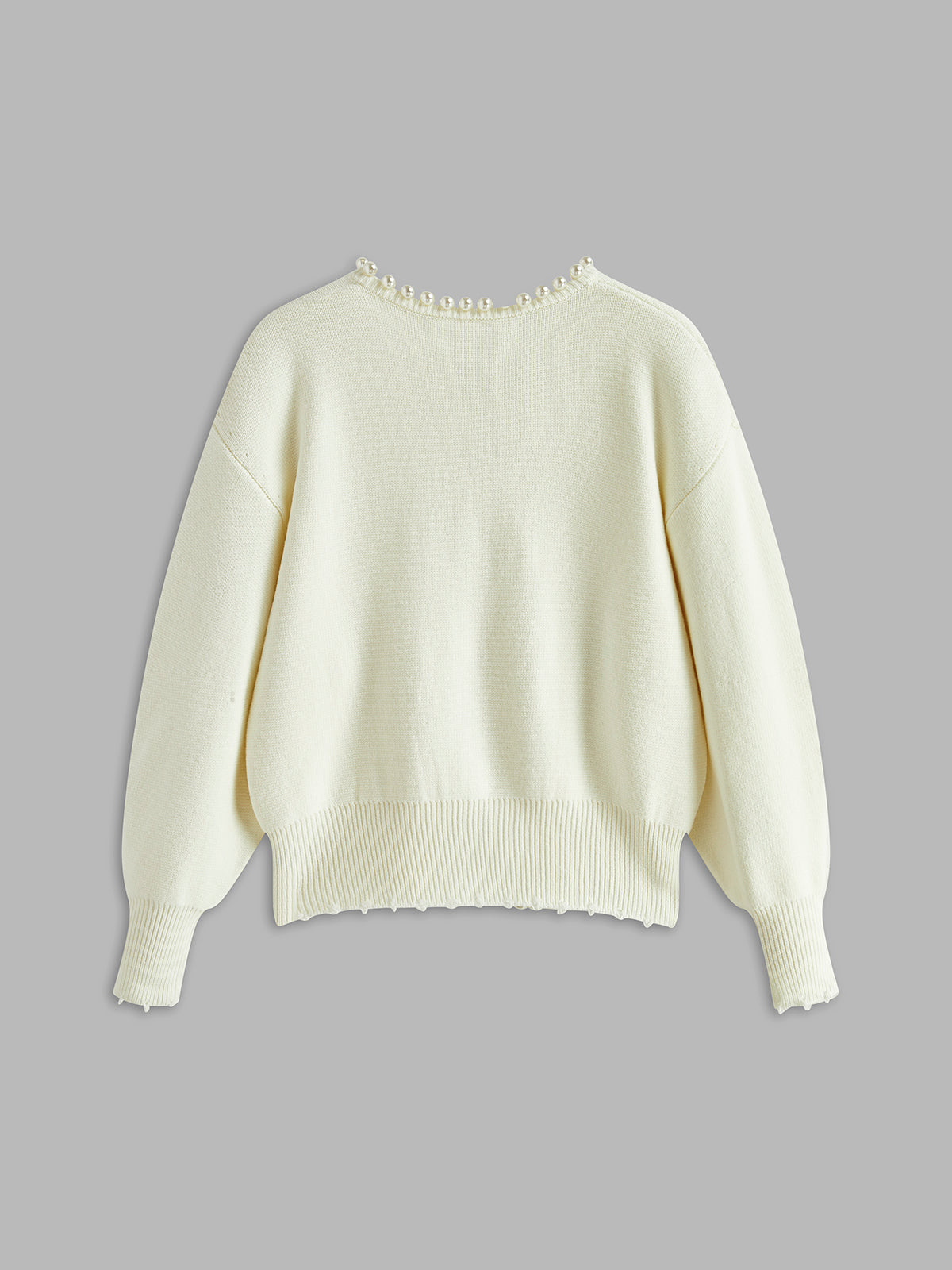 Lumen | Strickjacke mit Perlenbesatz und geripptem Saum