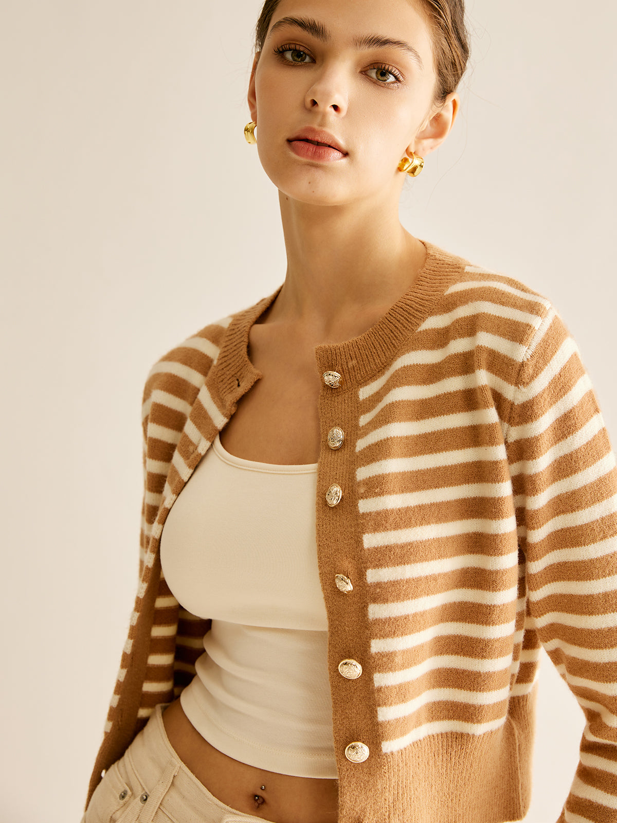 Klassischer gestreifter Cardigan mit zeitlosem Charme für Damen