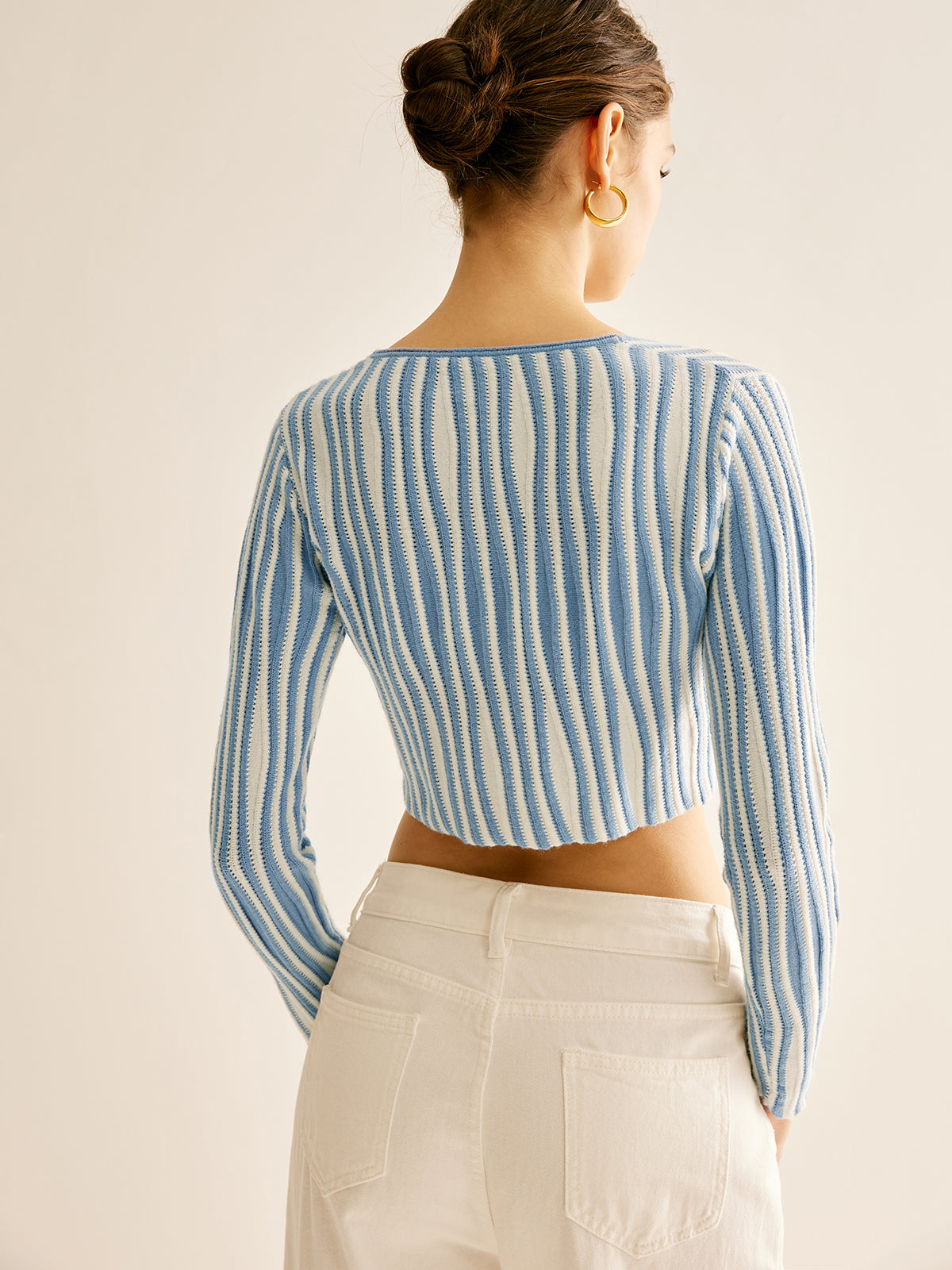 Gestreifter Cropped Cardigan trendig & verspielt für Frauen