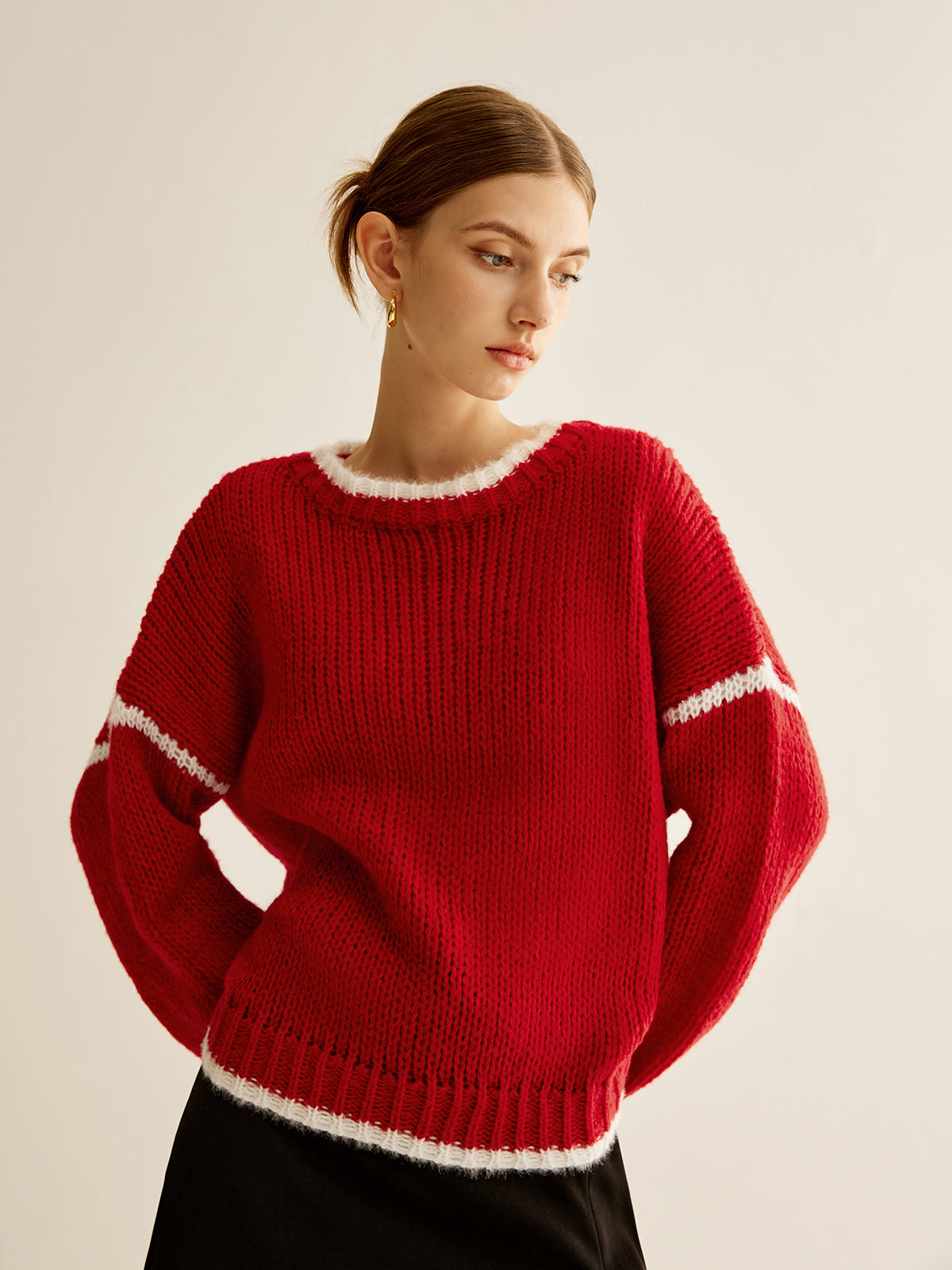 Gestrickter Pullover mit sportlichem Luxus und warmem Strick für Frauen