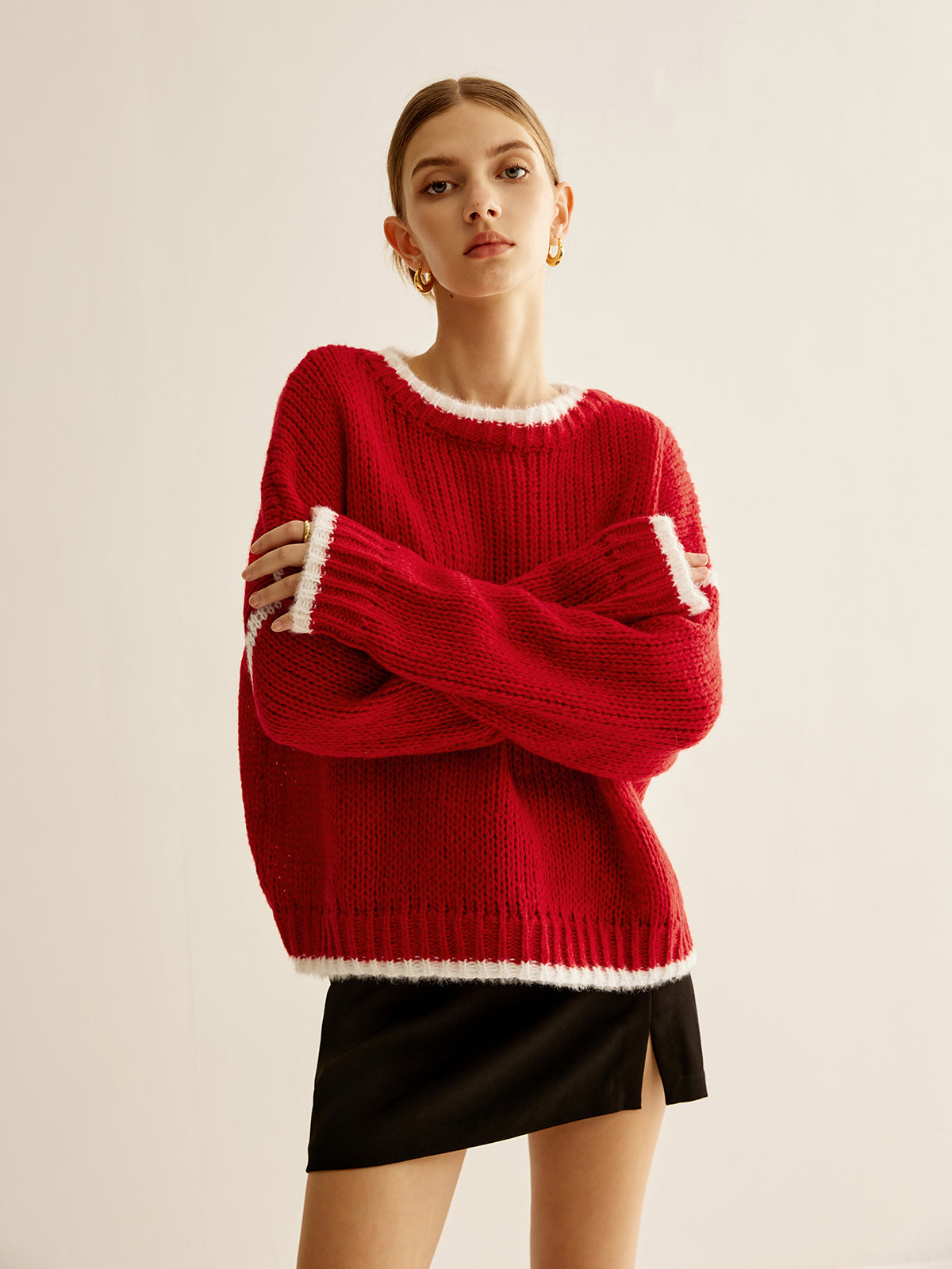 Gestrickter Pullover mit sportlichem Luxus und warmem Strick für Frauen