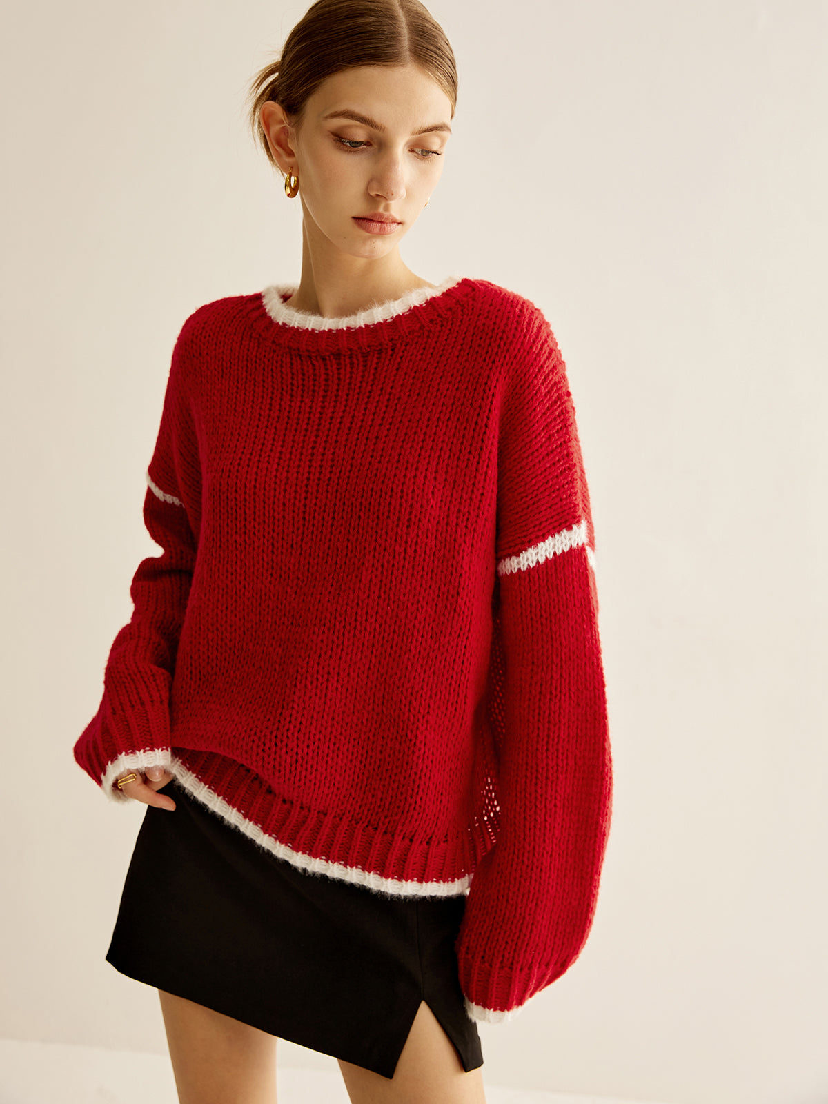 Gestrickter Pullover mit sportlichem Luxus und warmem Strick für Frauen