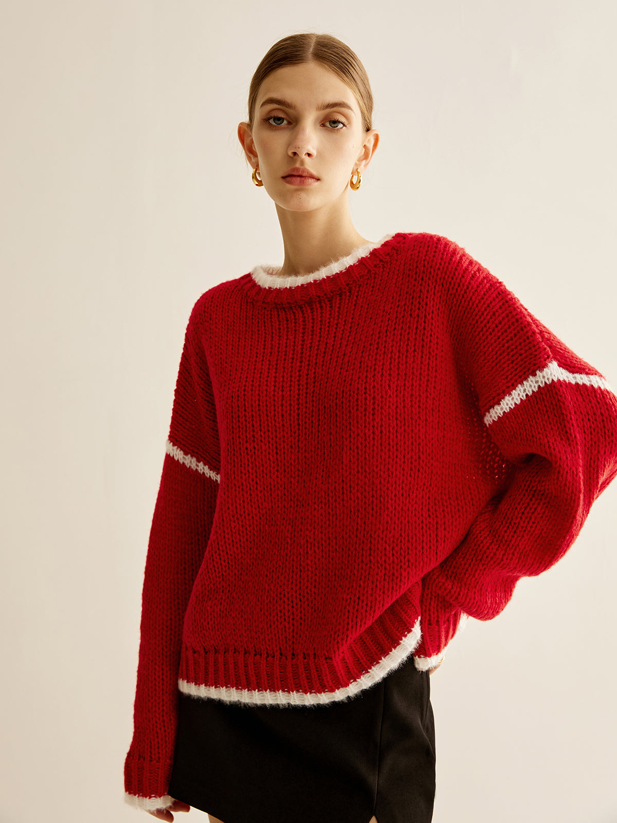 Gestrickter Pullover mit sportlichem Luxus und warmem Strick für Frauen