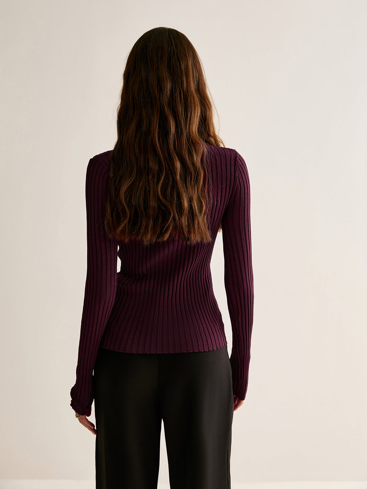 Geripptes Strick Poloshirt mit eleganter Schlichtheit für Frauen