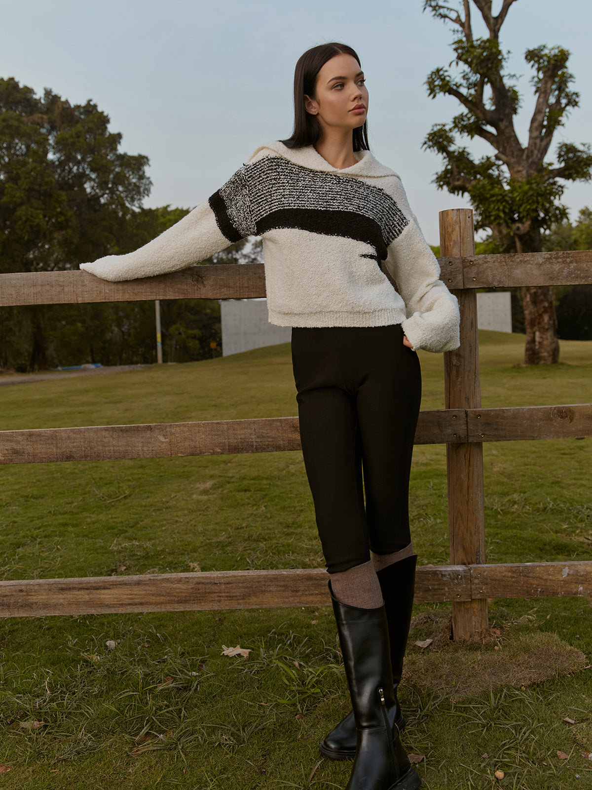 Strickpullover mit abstraktem Design warmes Strickteil für Frauen