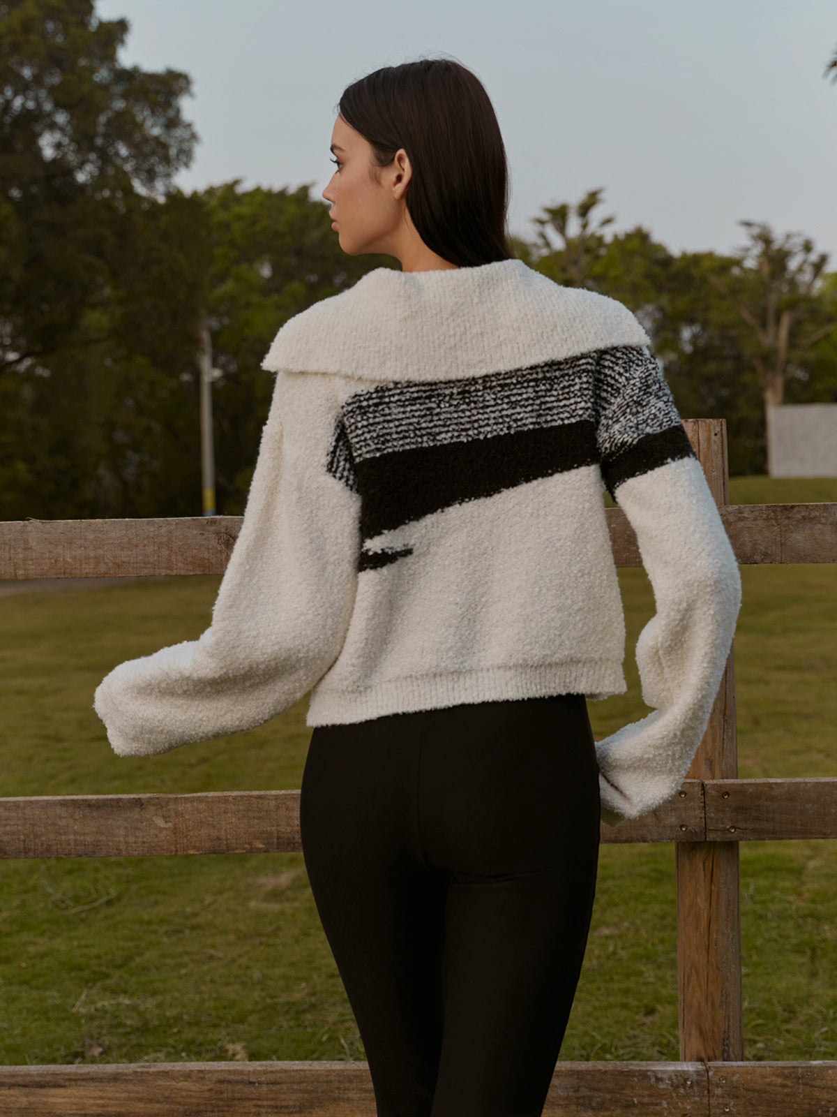 Strickpullover mit abstraktem Design warmes Strickteil für Frauen
