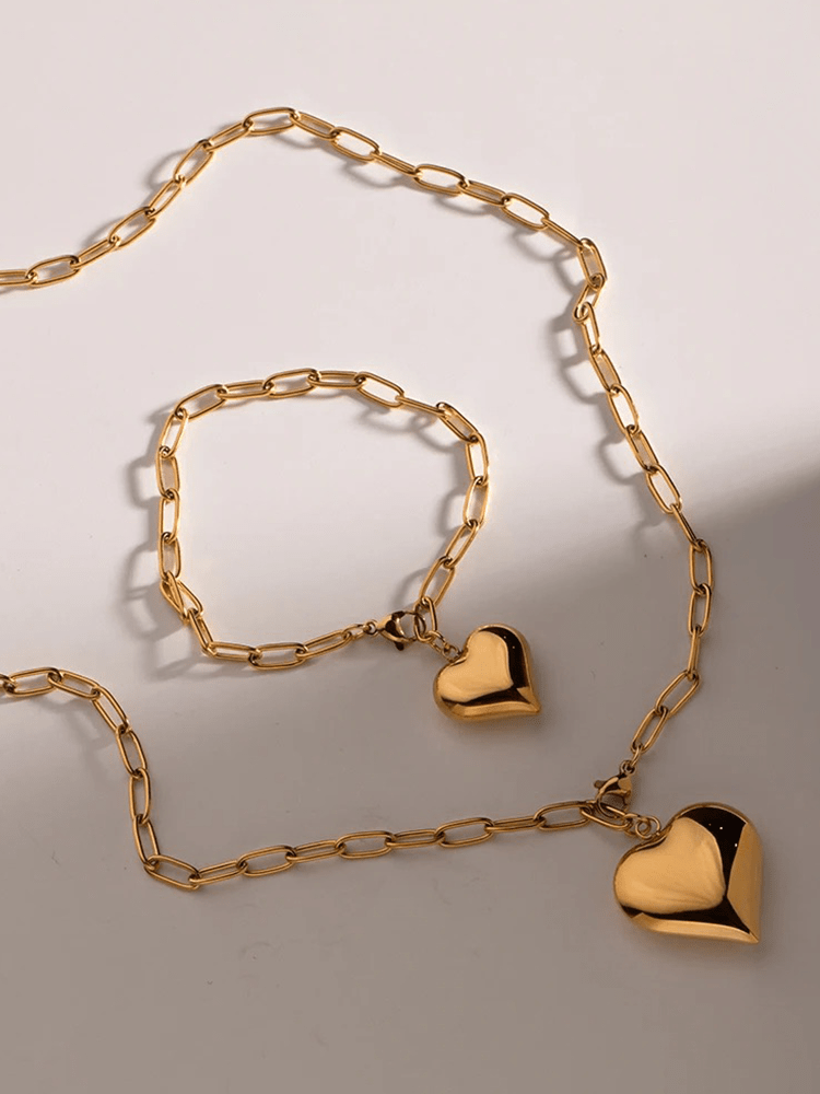Paperclip Herz Halskette Gold mit Herzanhänger für Damen