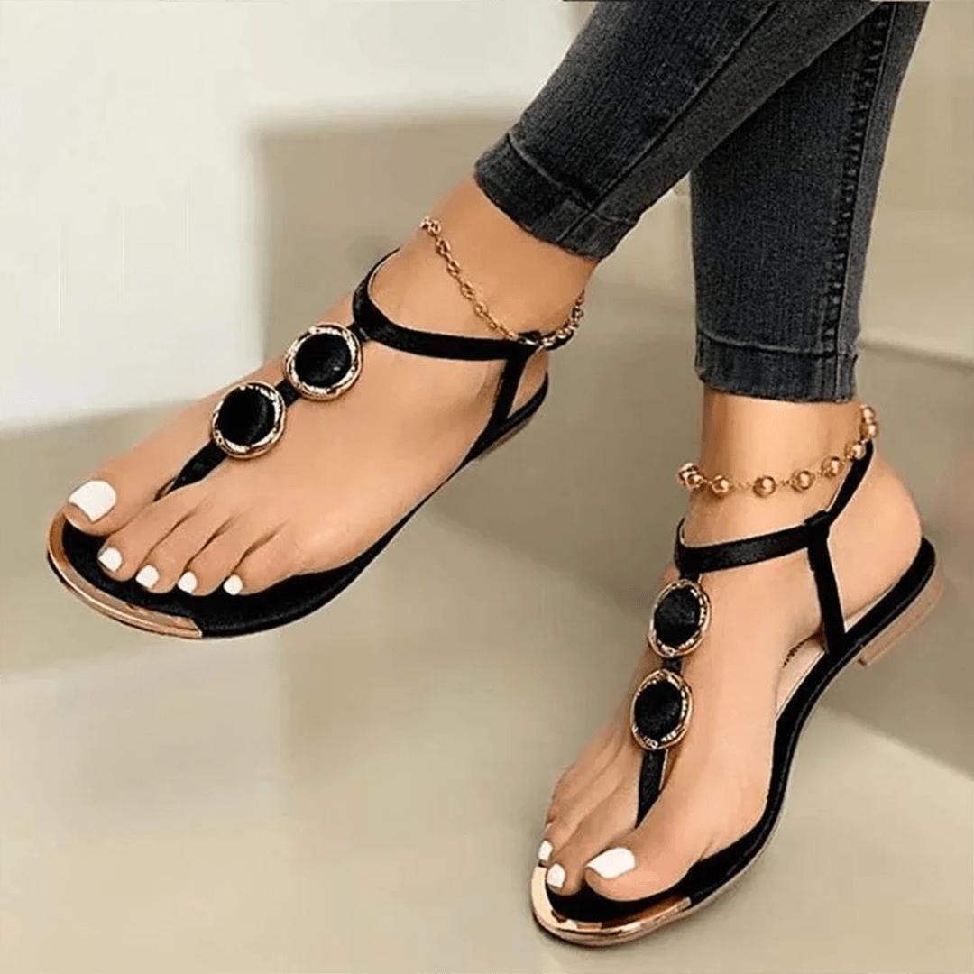 Stilvolle flache Sandalen mit Knopfdetails Für Frauen