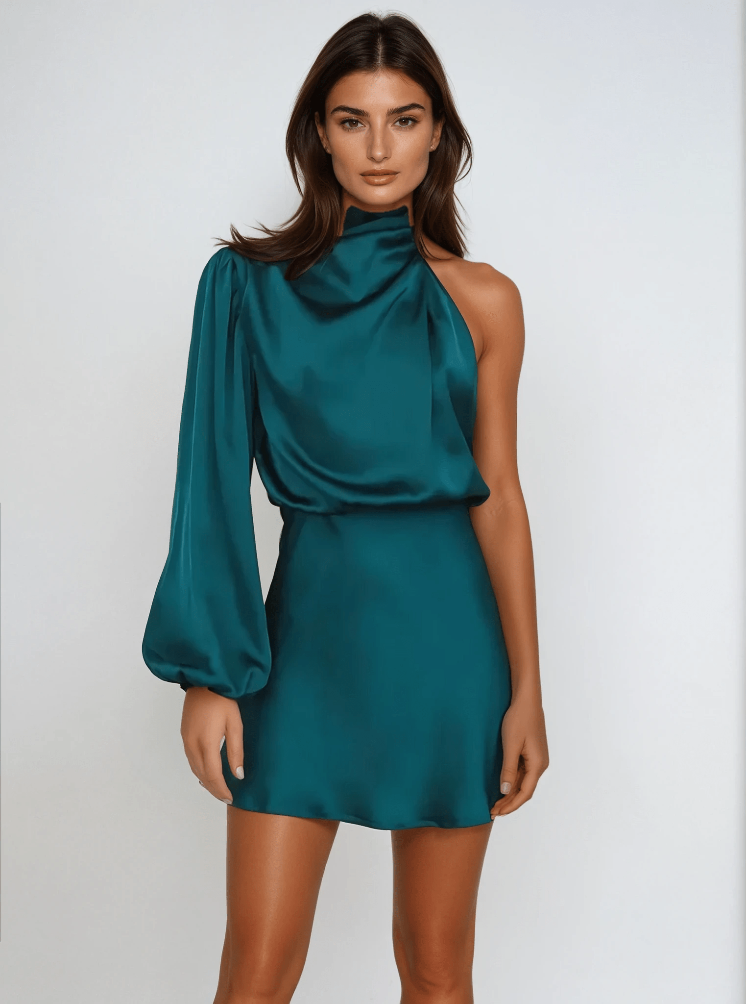 Stilvolles One Shoulder Satinkleid für Frauen