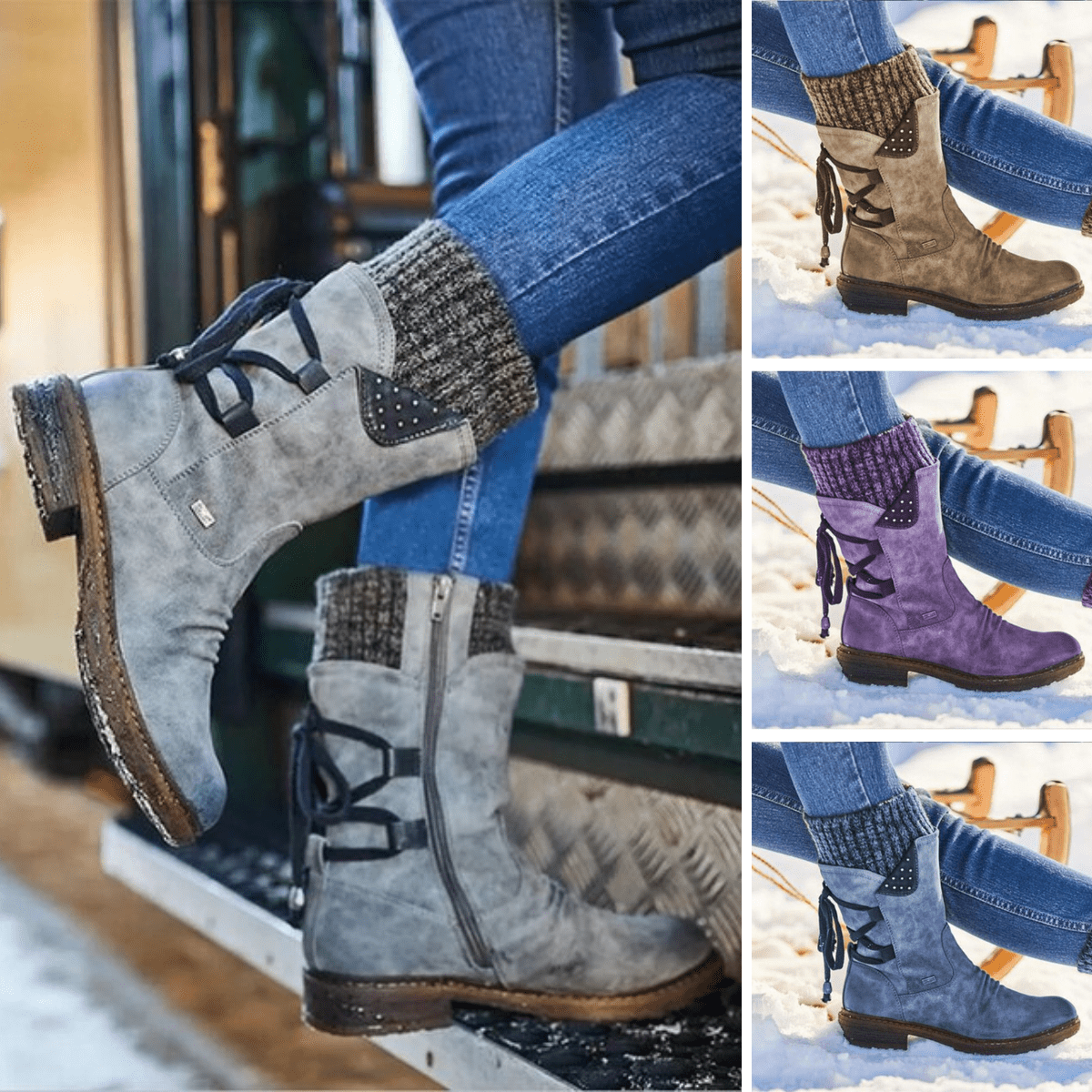Gemütliche Wadenhohe Schneestiefel Für Winterkomfort Für Frauen