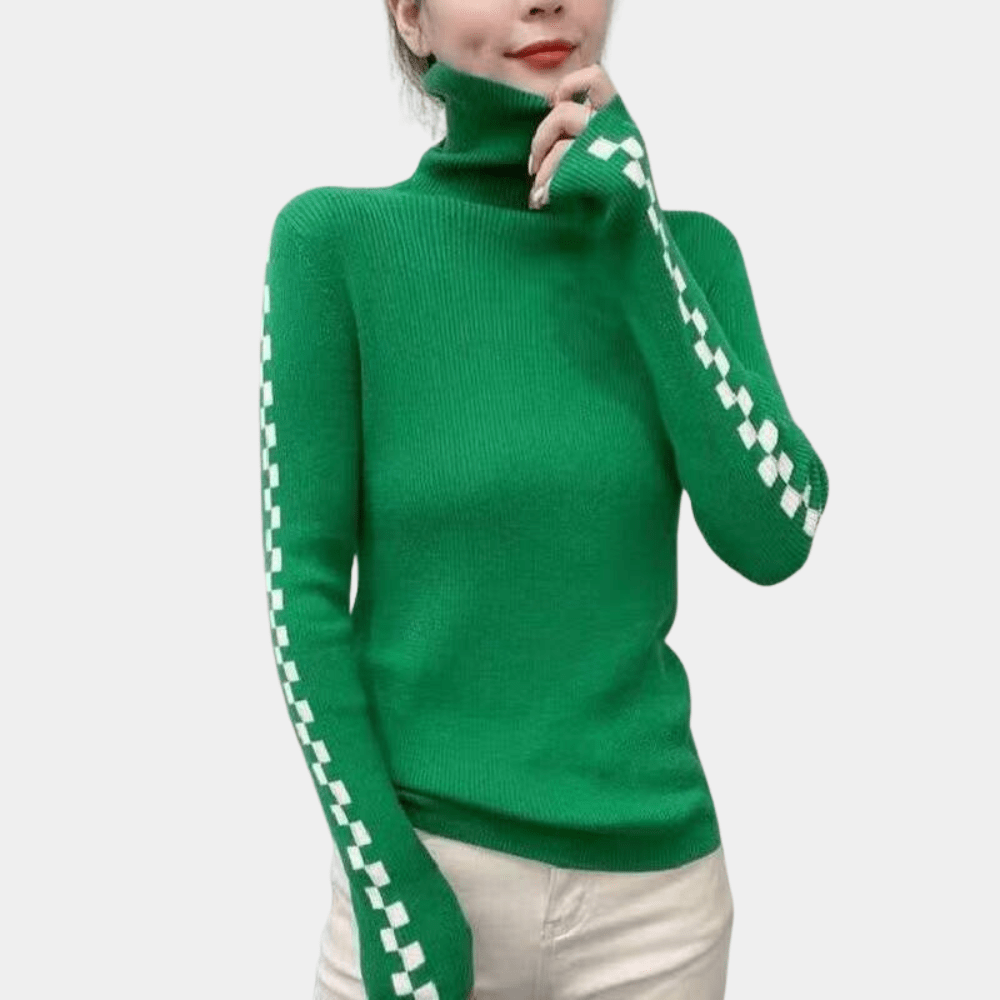 Gemütlicher Rollkragenpullover Mit Karo-Design Für Frauen
