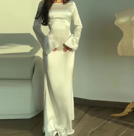 Fiyah | Elegantes langärmeliges Partykleid aus Satin