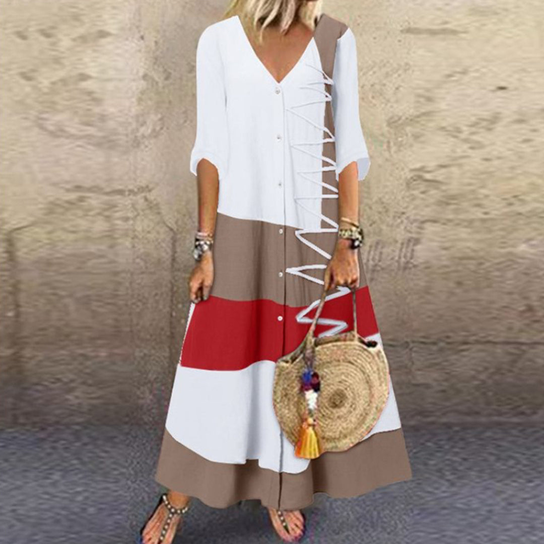 Athelia | Farbblock Maxi Sommerkleid