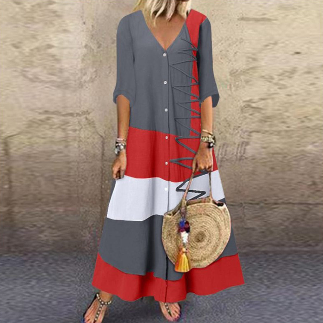 Athelia | Farbblock Maxi Sommerkleid