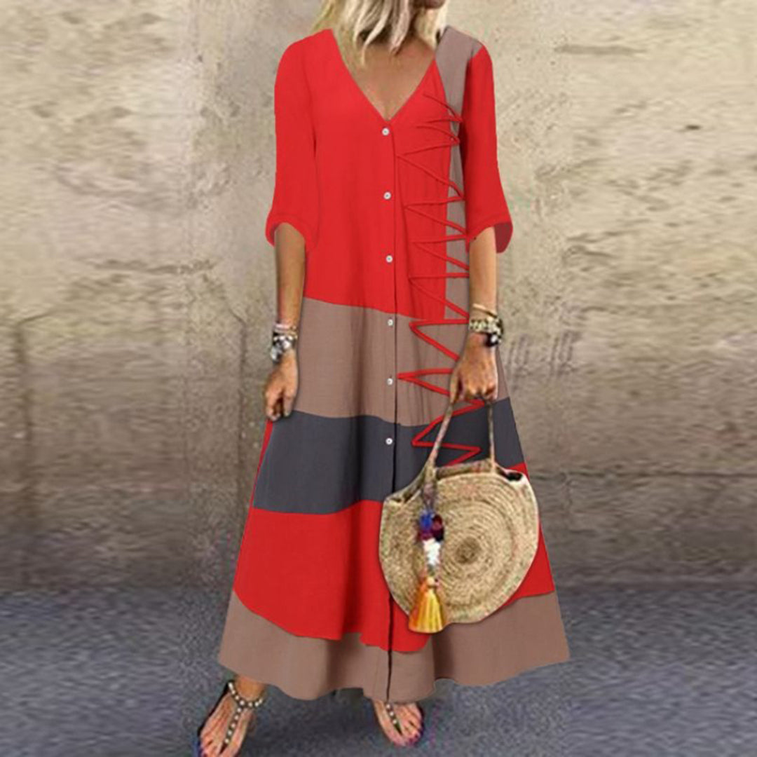 Athelia | Farbblock Maxi Sommerkleid