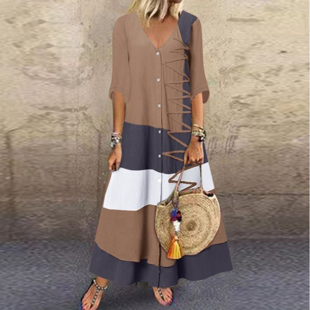 Athelia | Farbblock Maxi Sommerkleid