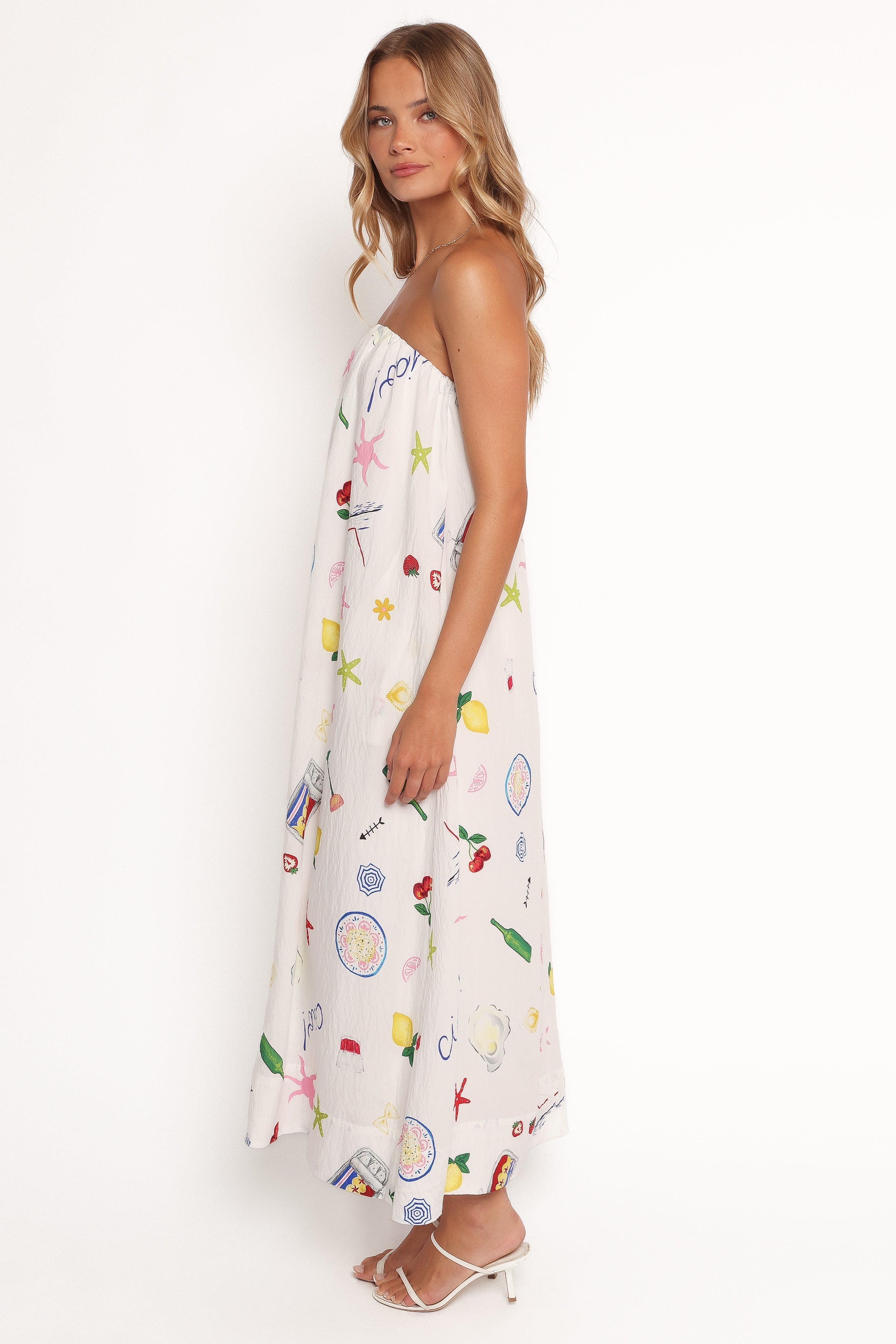 Bernarda | Trägerloses Maxikleid mit Print
