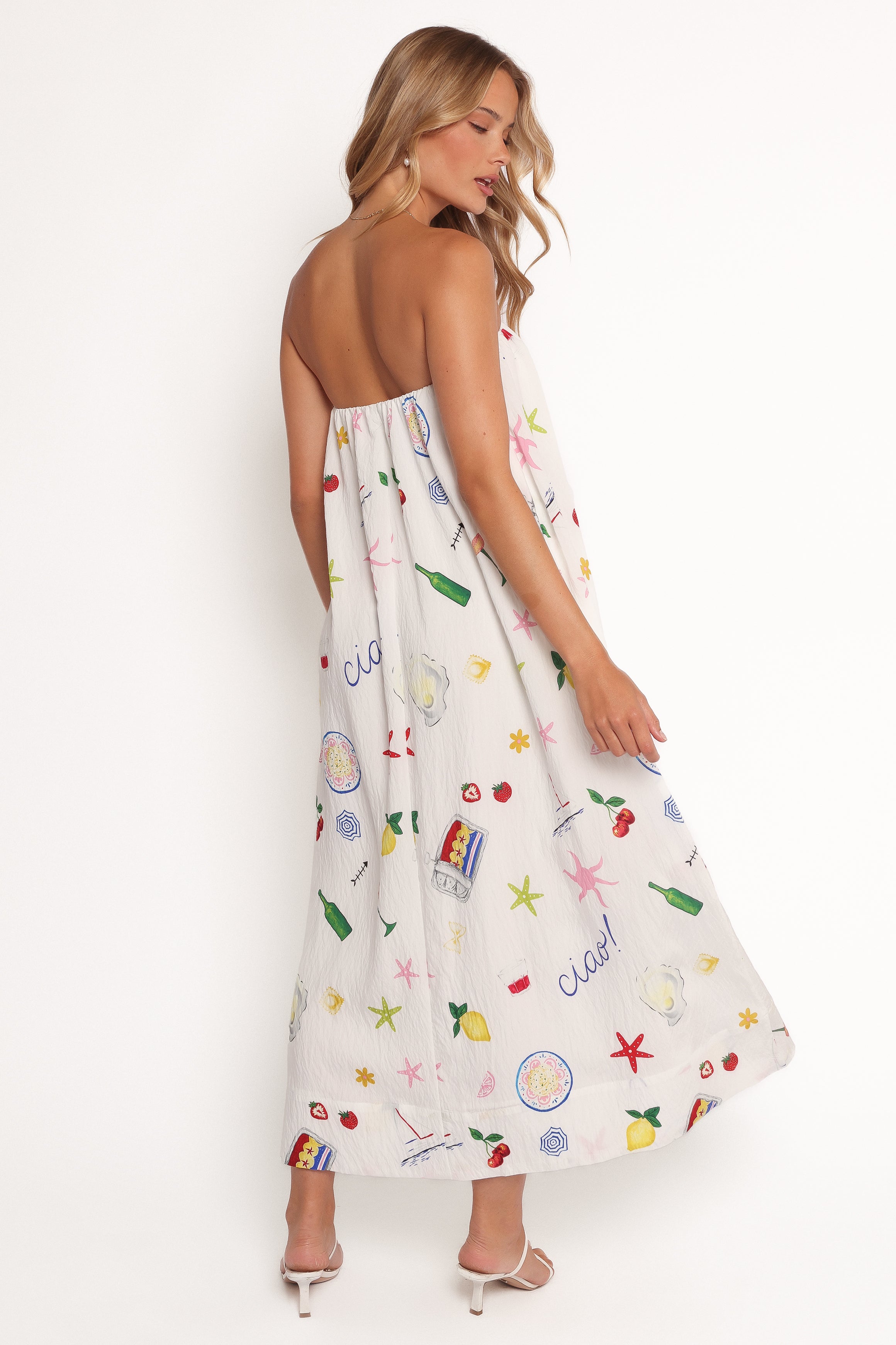 Bernarda | Trägerloses Maxikleid mit Print