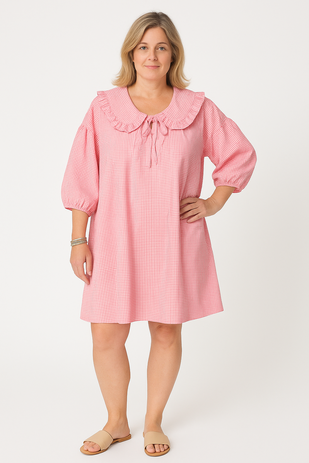 Faela | Karierte A-Linien Baumwollkleid