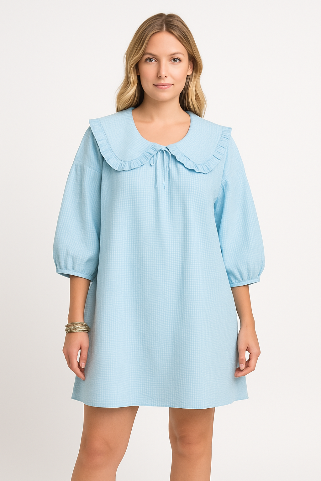 Faela | Karierte A-Linien Baumwollkleid