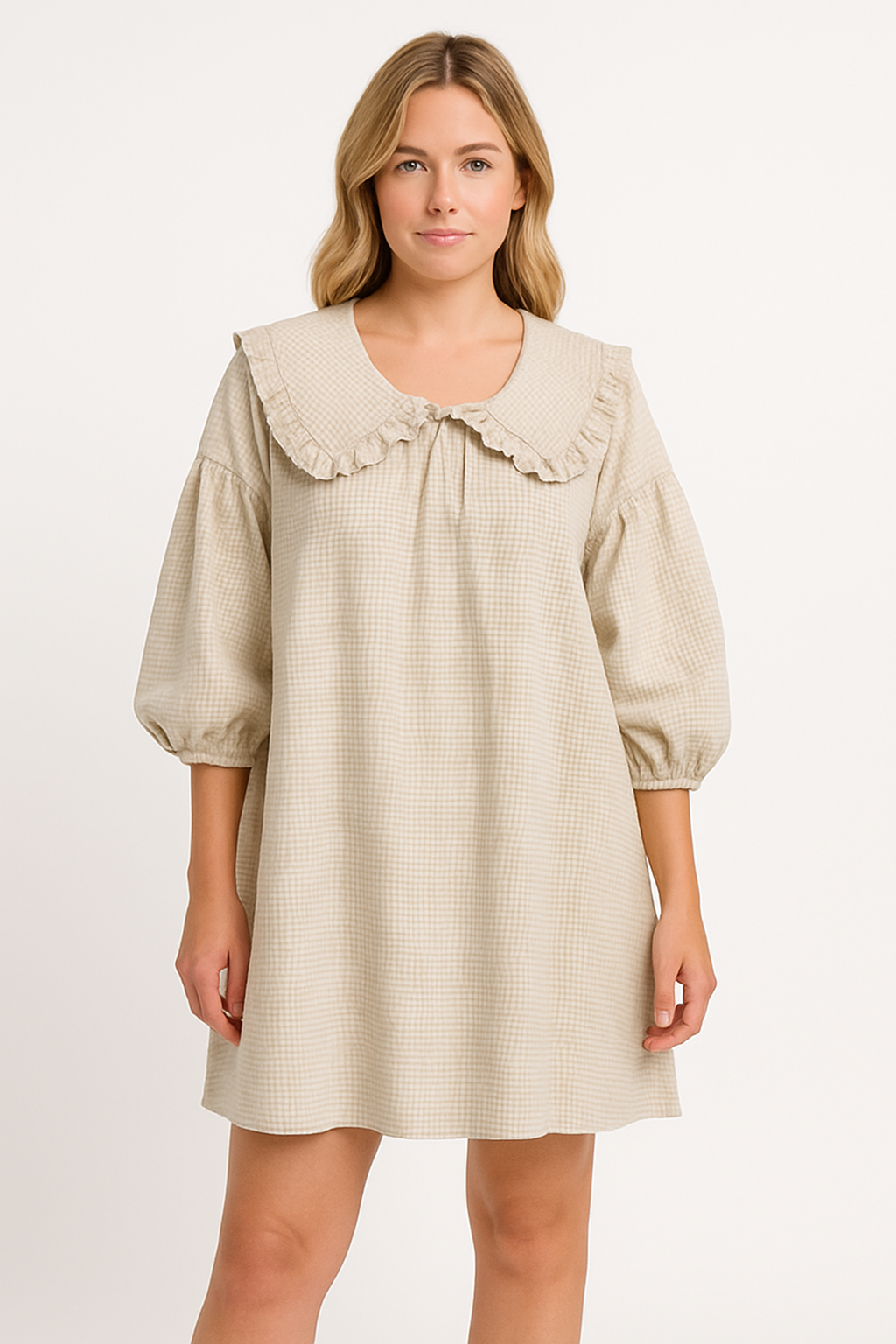 Faela | Karierte A-Linien Baumwollkleid