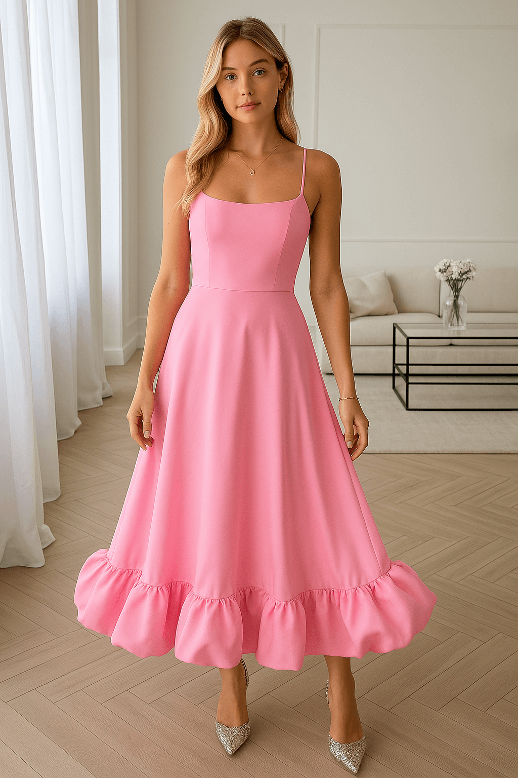 Elegantes Midi Party Kleid mit anspruchsvollem Design für Damen