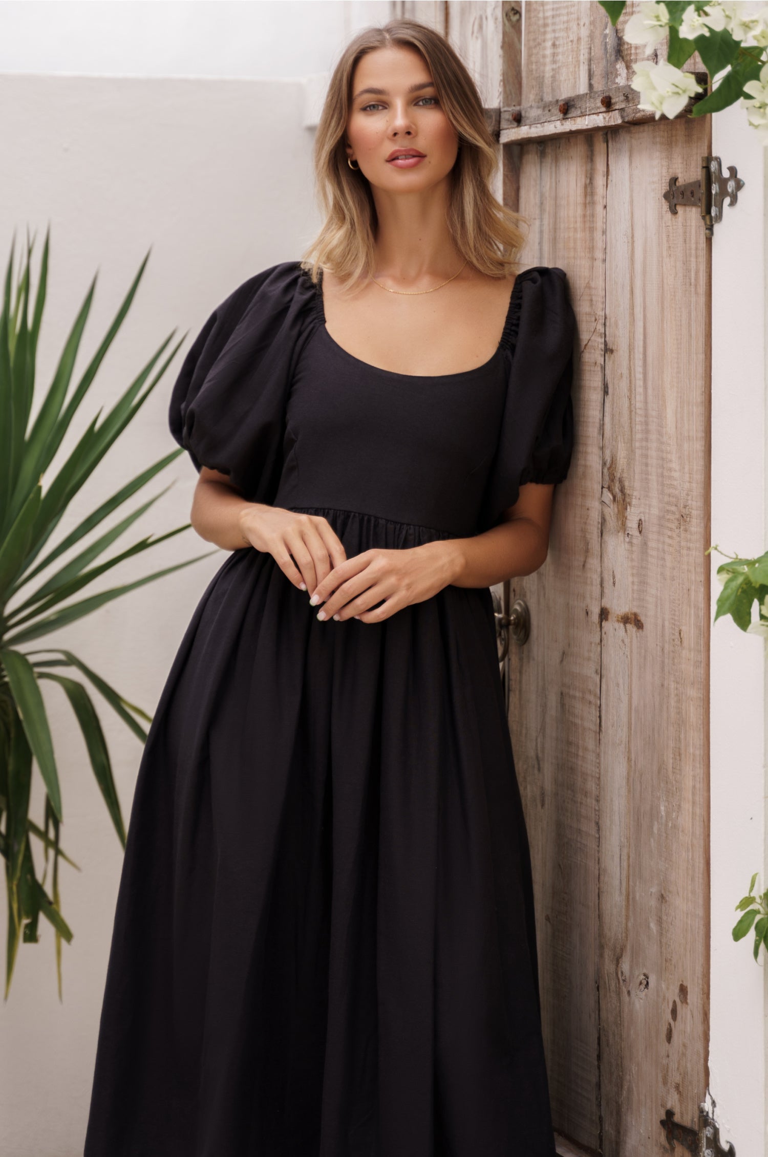 Aliantha | Elegantes Midikleid mit Puffärmeln
