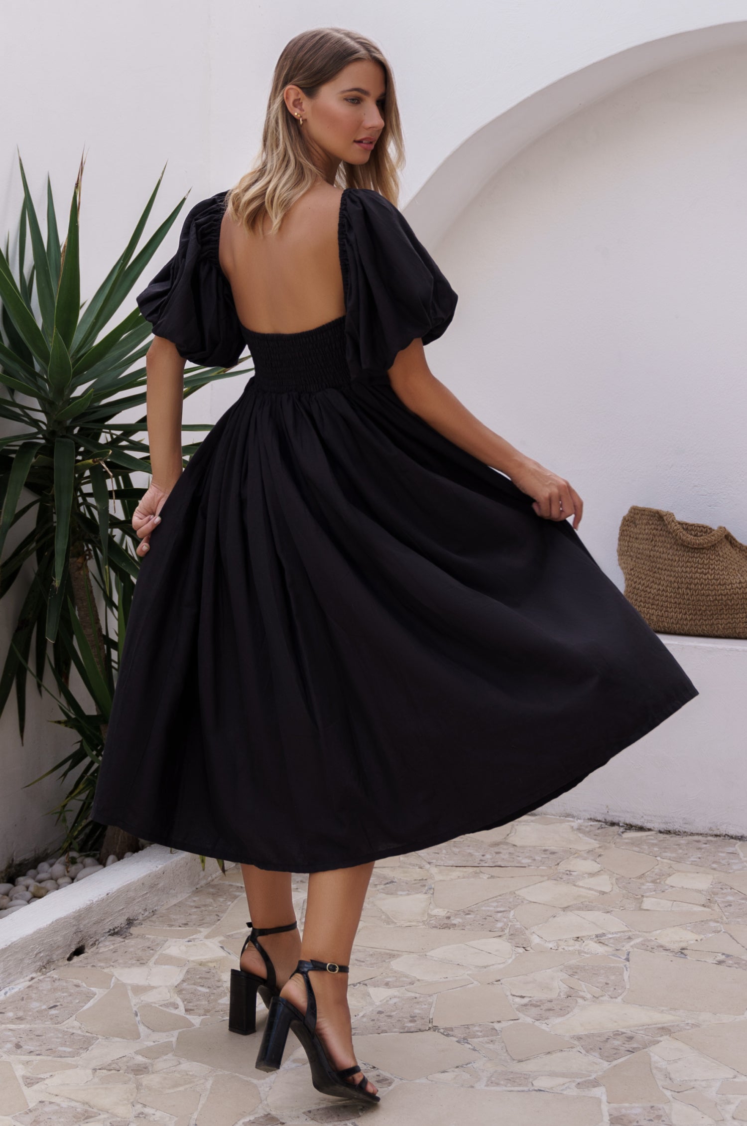 Aliantha | Elegantes Midikleid mit Puffärmeln