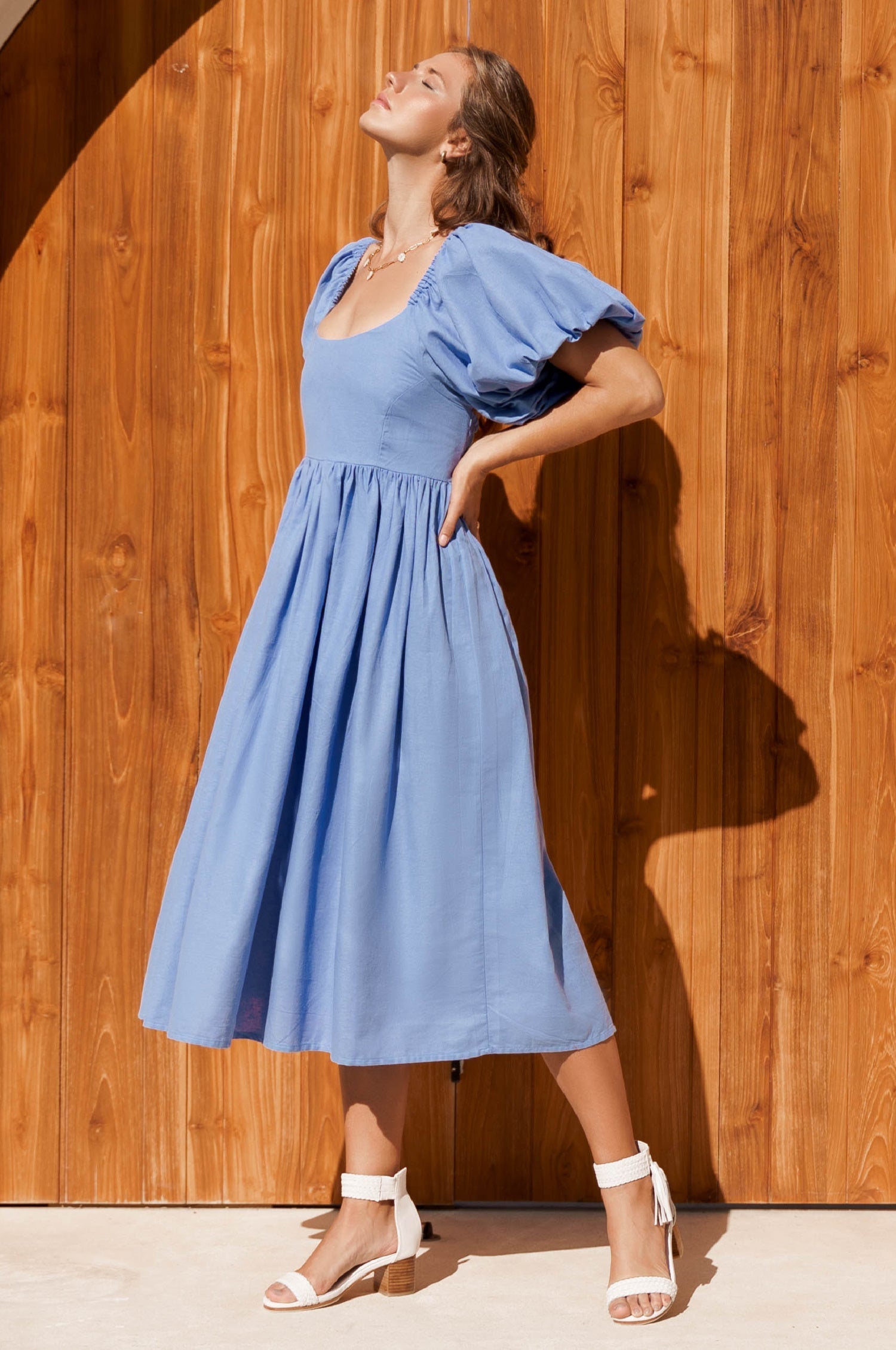 Aliantha | Elegantes Midikleid mit Puffärmeln