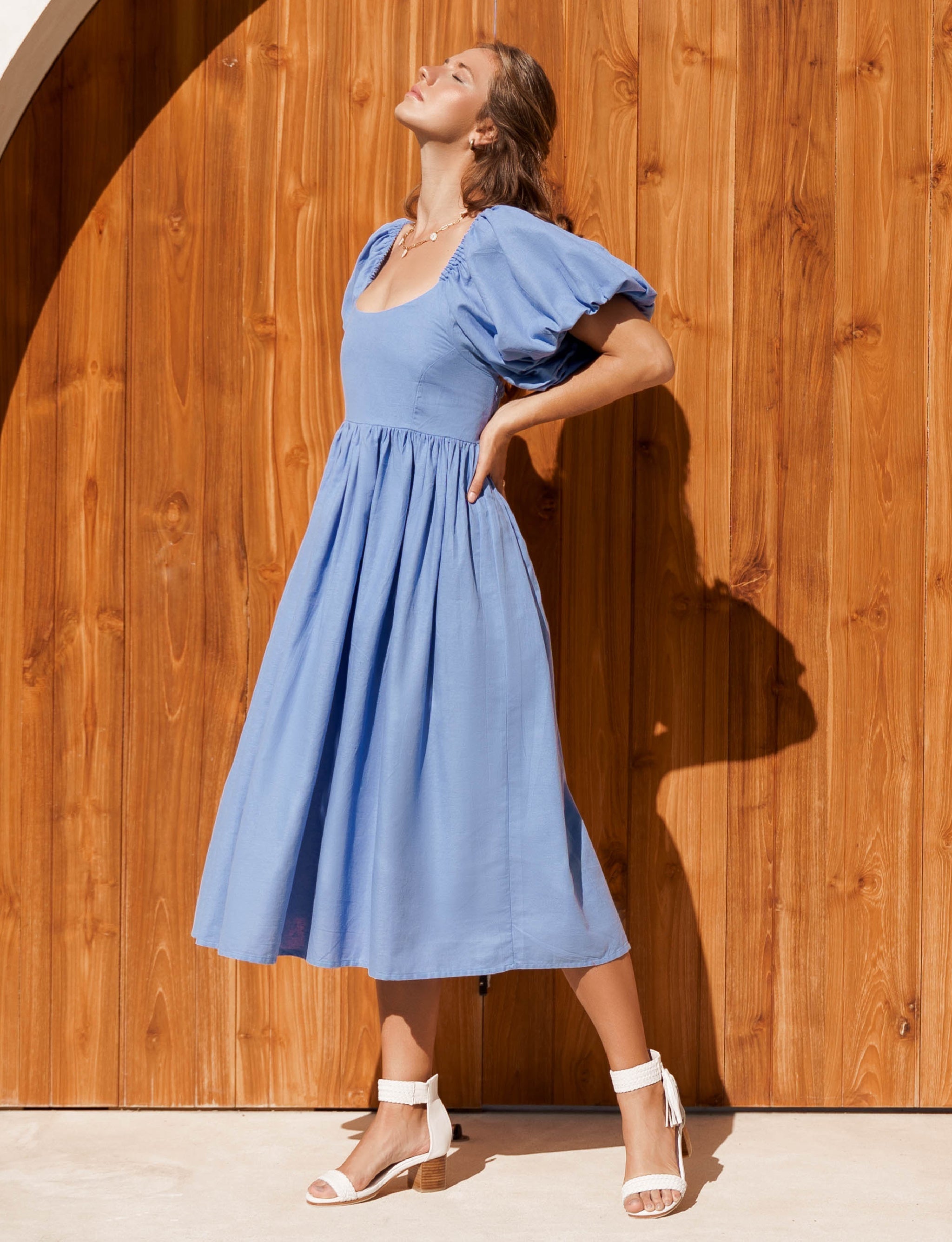 Aliantha | Elegantes Midikleid mit Puffärmeln