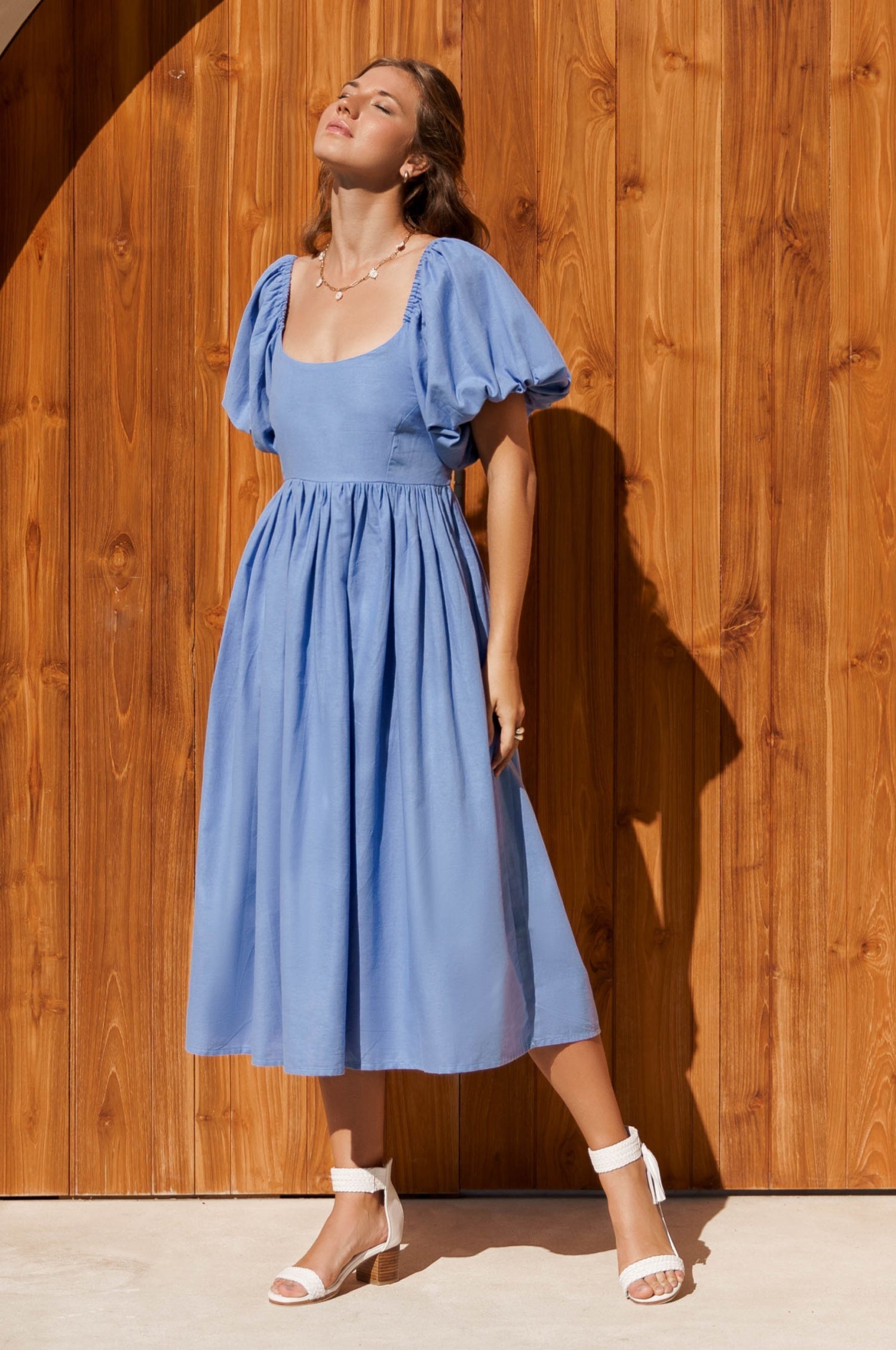 Aliantha | Elegantes Midikleid mit Puffärmeln