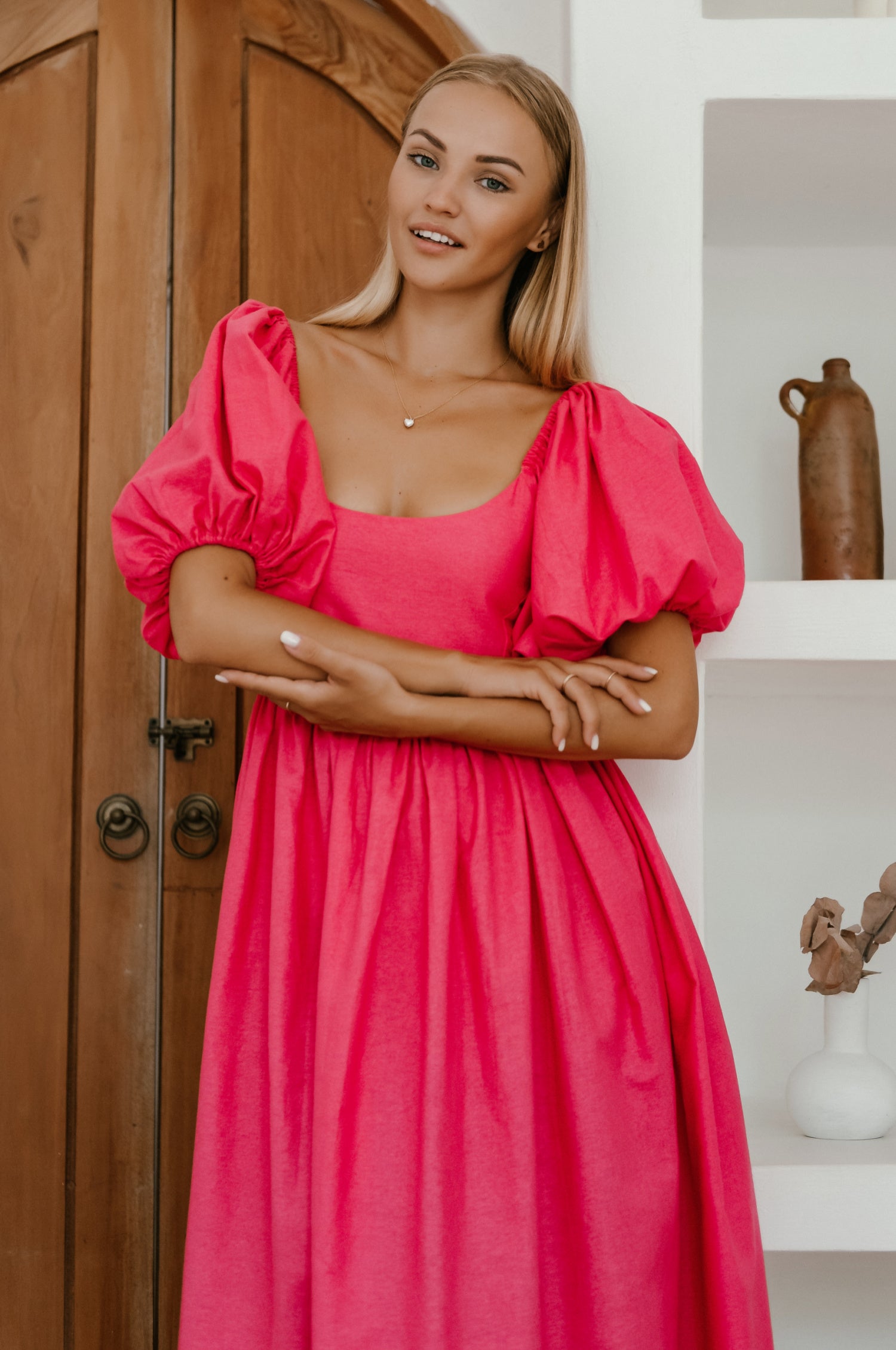 Aliantha | Elegantes Midikleid mit Puffärmeln
