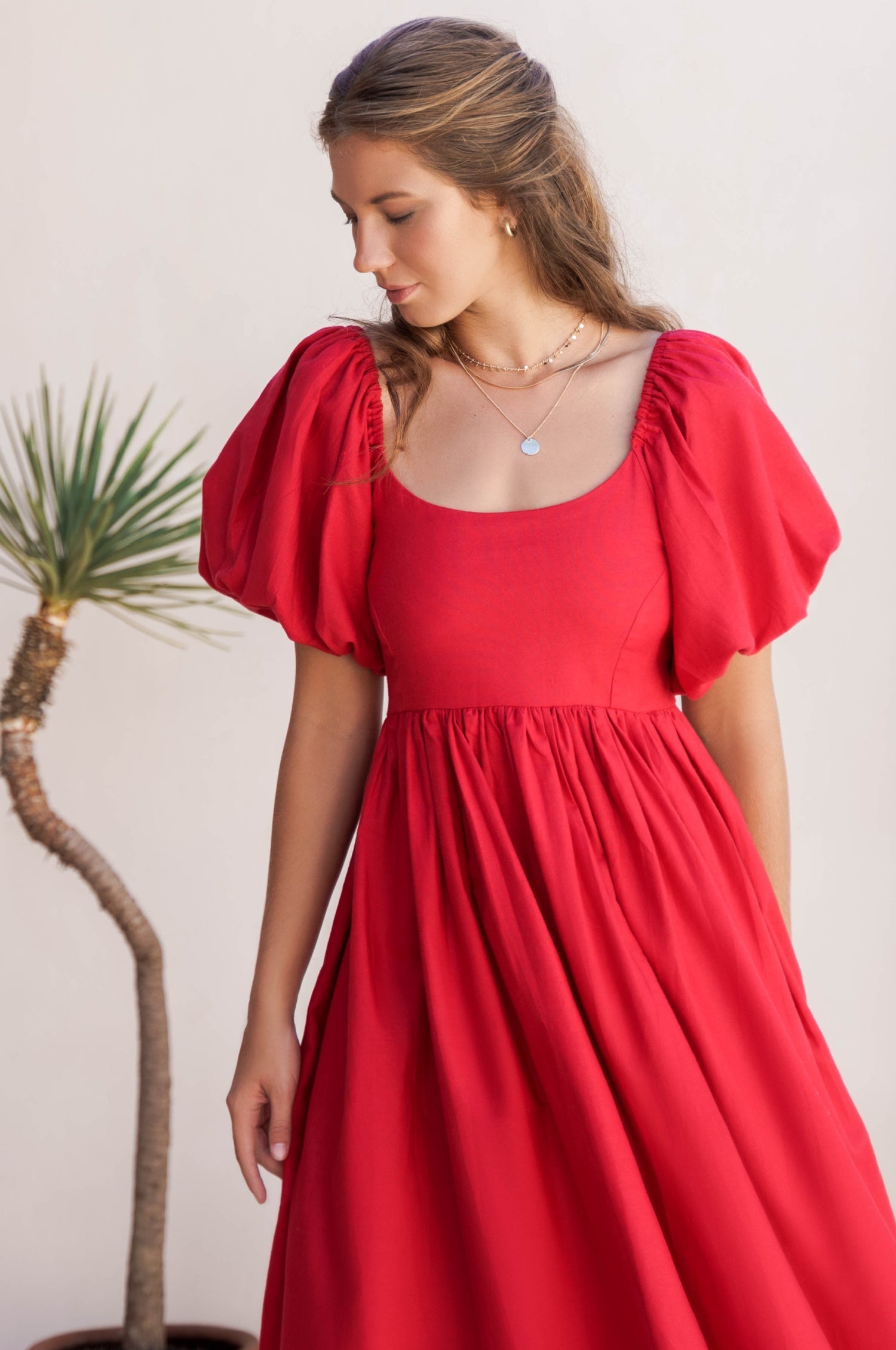 Aliantha | Elegantes Midikleid mit Puffärmeln