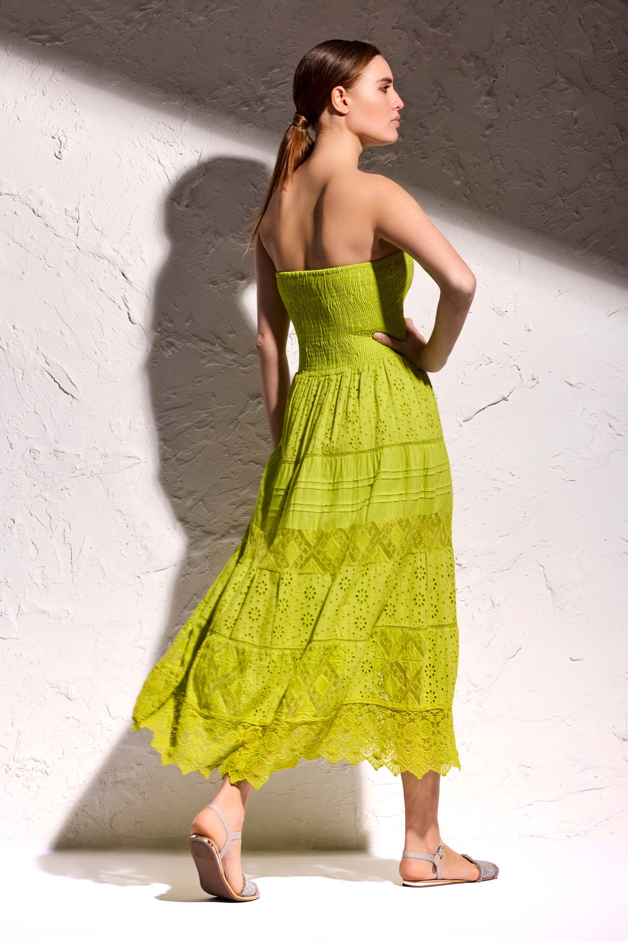 Cerelia | Langes Spitzenkleid mit Bandeau