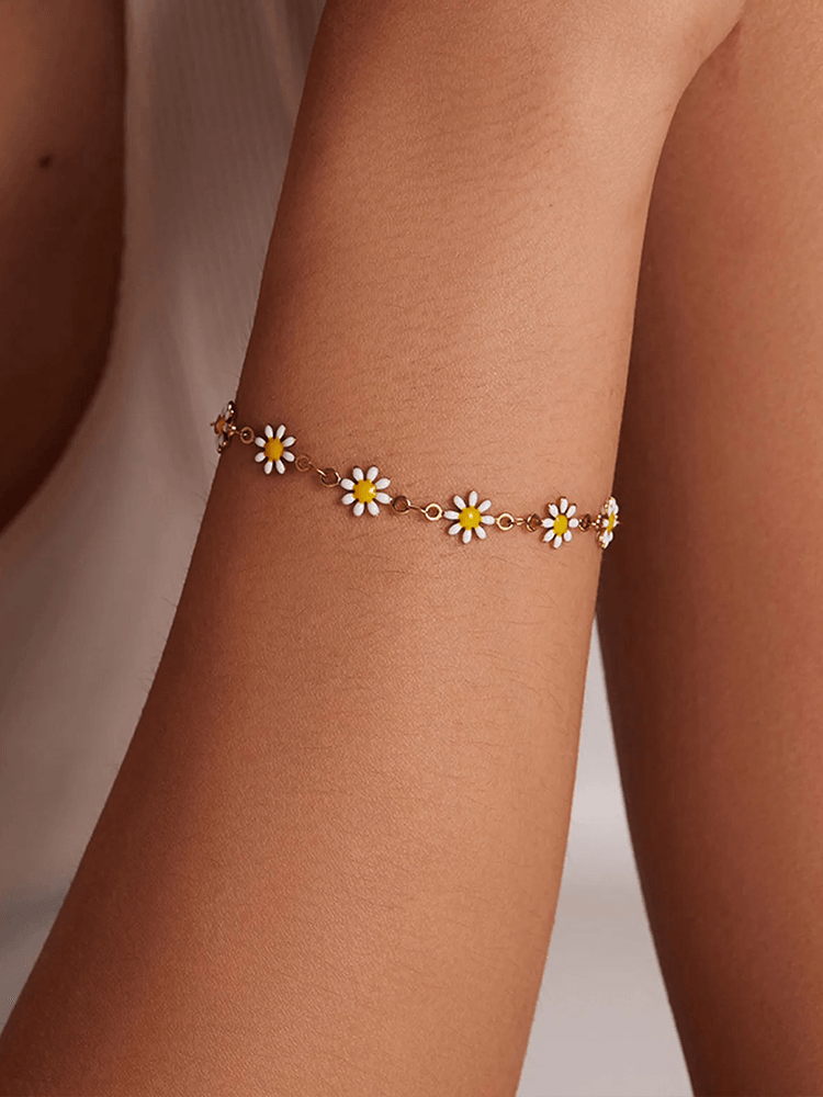 Weißes Blumenarmband mit Goldener Veredelung Für Frauen