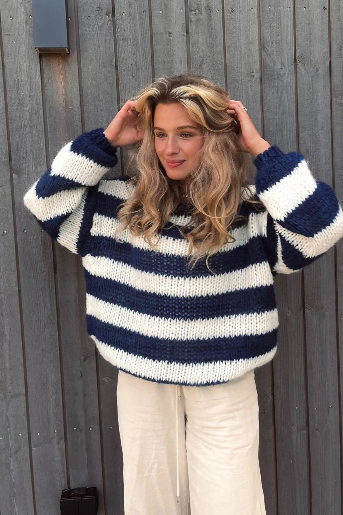 Locker geschnittener Pullover mit Kontraststreifen Für Frauen
