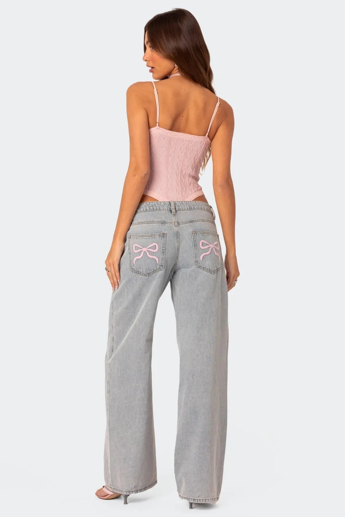 Jeans mit Schleifenbund, lockerer Passform und verstellbarer Taille für Frauen