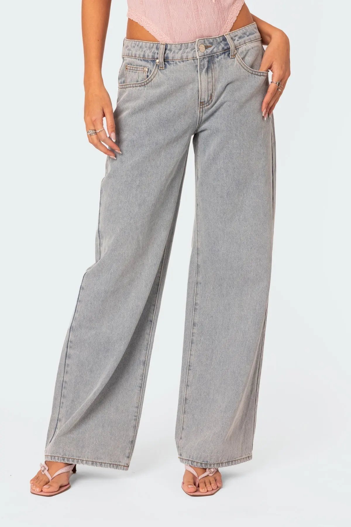 Jeans mit Schleifenbund, lockerer Passform und verstellbarer Taille für Frauen