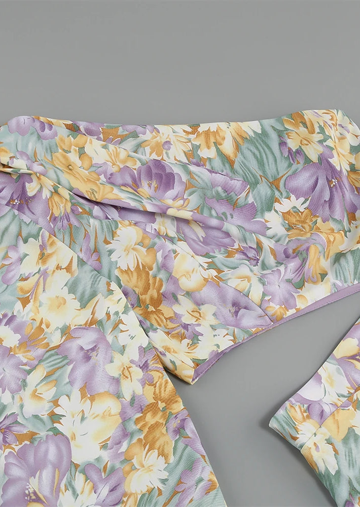Raffiniertes Florales Kleid Mit Einem Ärmel Für Frauen