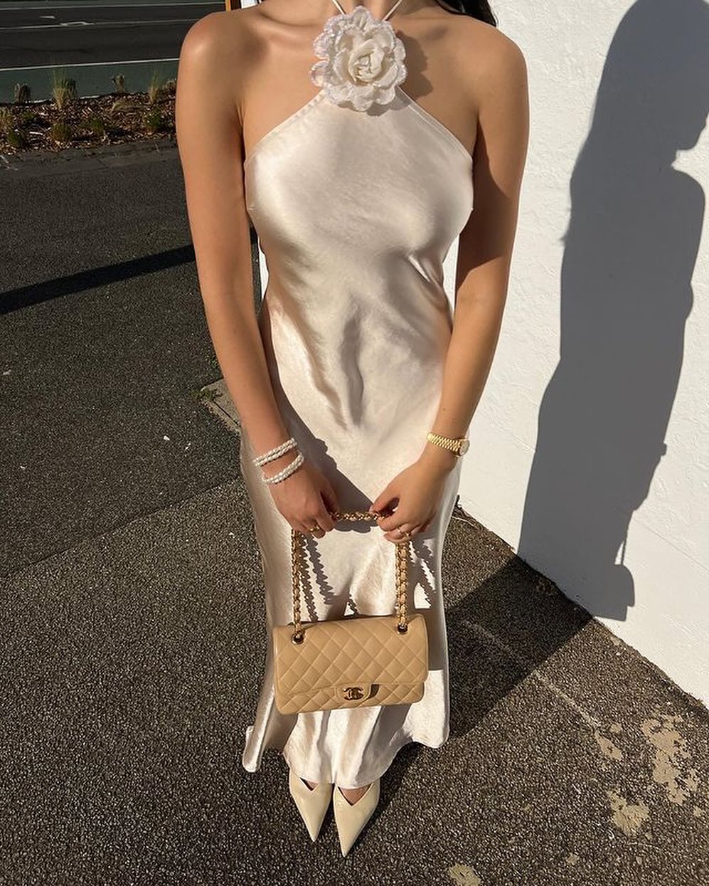 Satin-Maxikleid Mit Neckholder Und Rückenfrei Für Frauen
