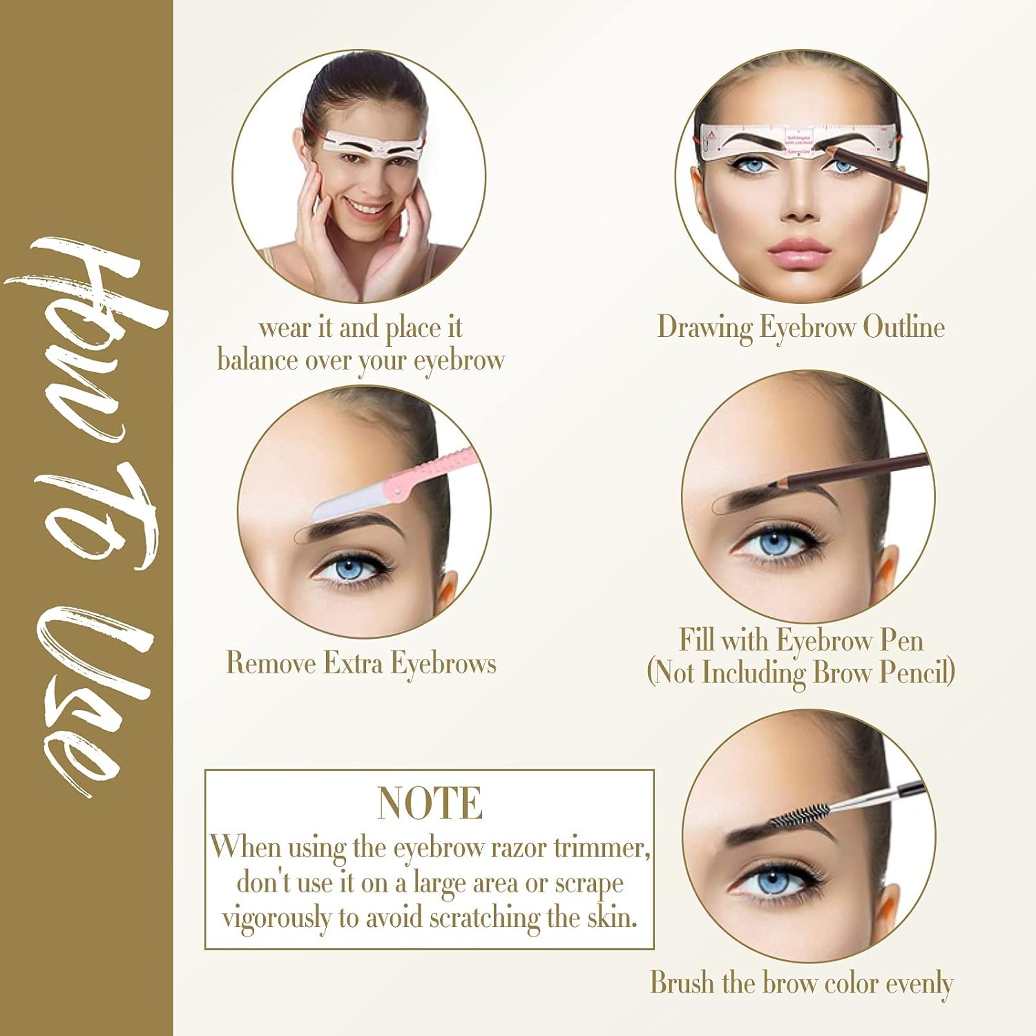 Step-by-step usage guide for Augenbrauen Schablonen Set eyebrow shaping process