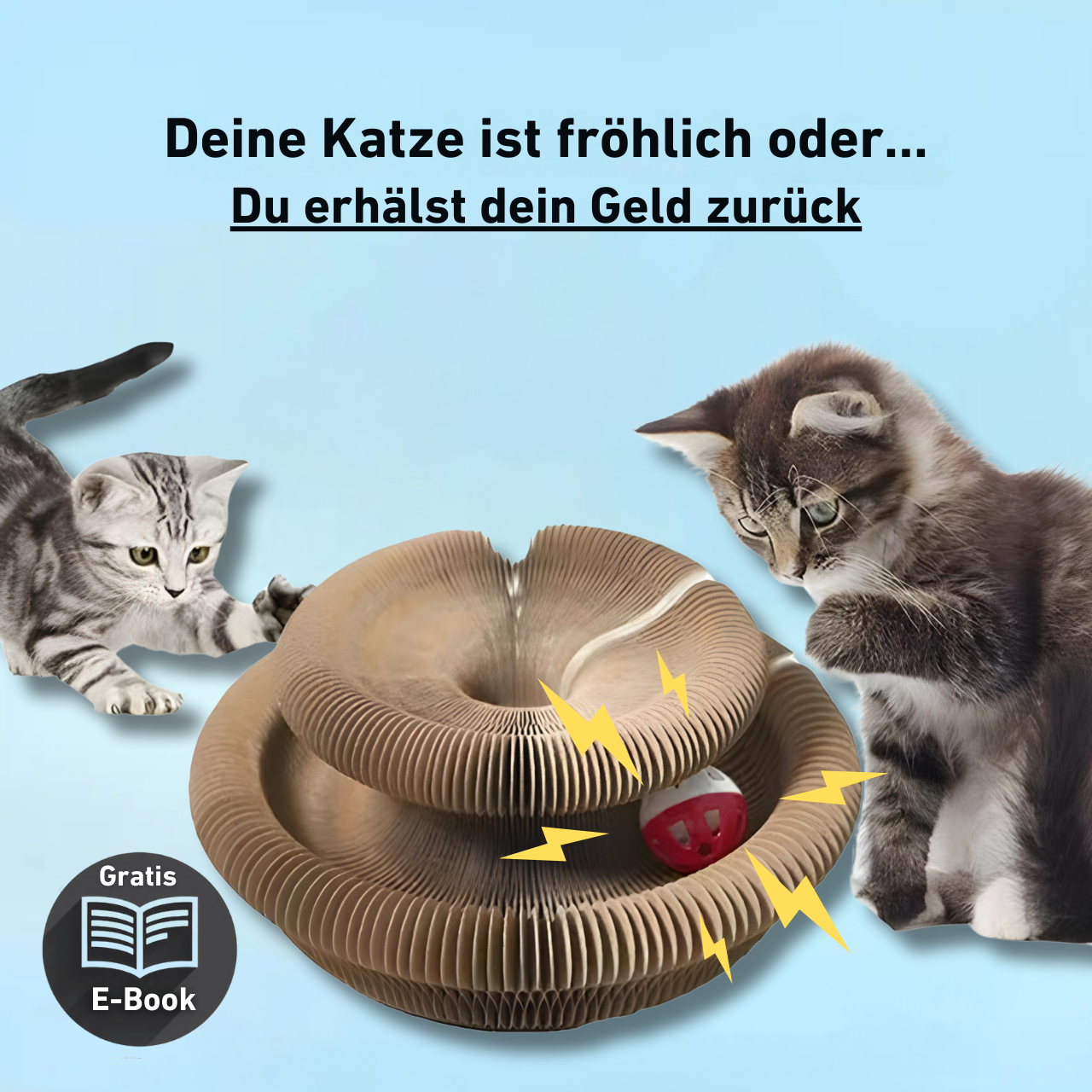 PouncePlay™ – Interaktives Kratzspiel mit Glöckchen für aktive Katzenmomente [50 % Rabatt]