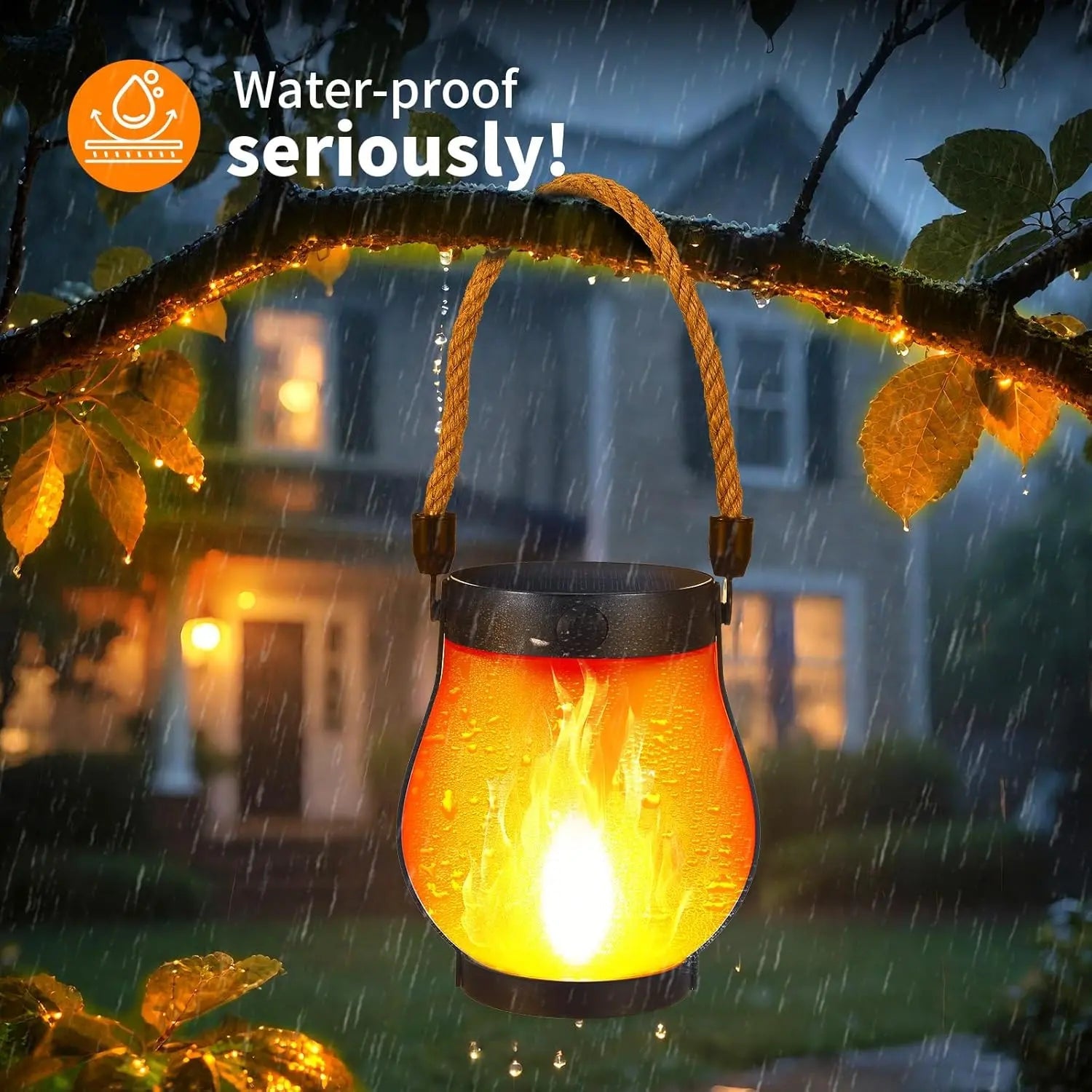 Solar-Flammenlaterne – Flackerndes LED-Licht, Wetterfest, USB-Backup product image 5