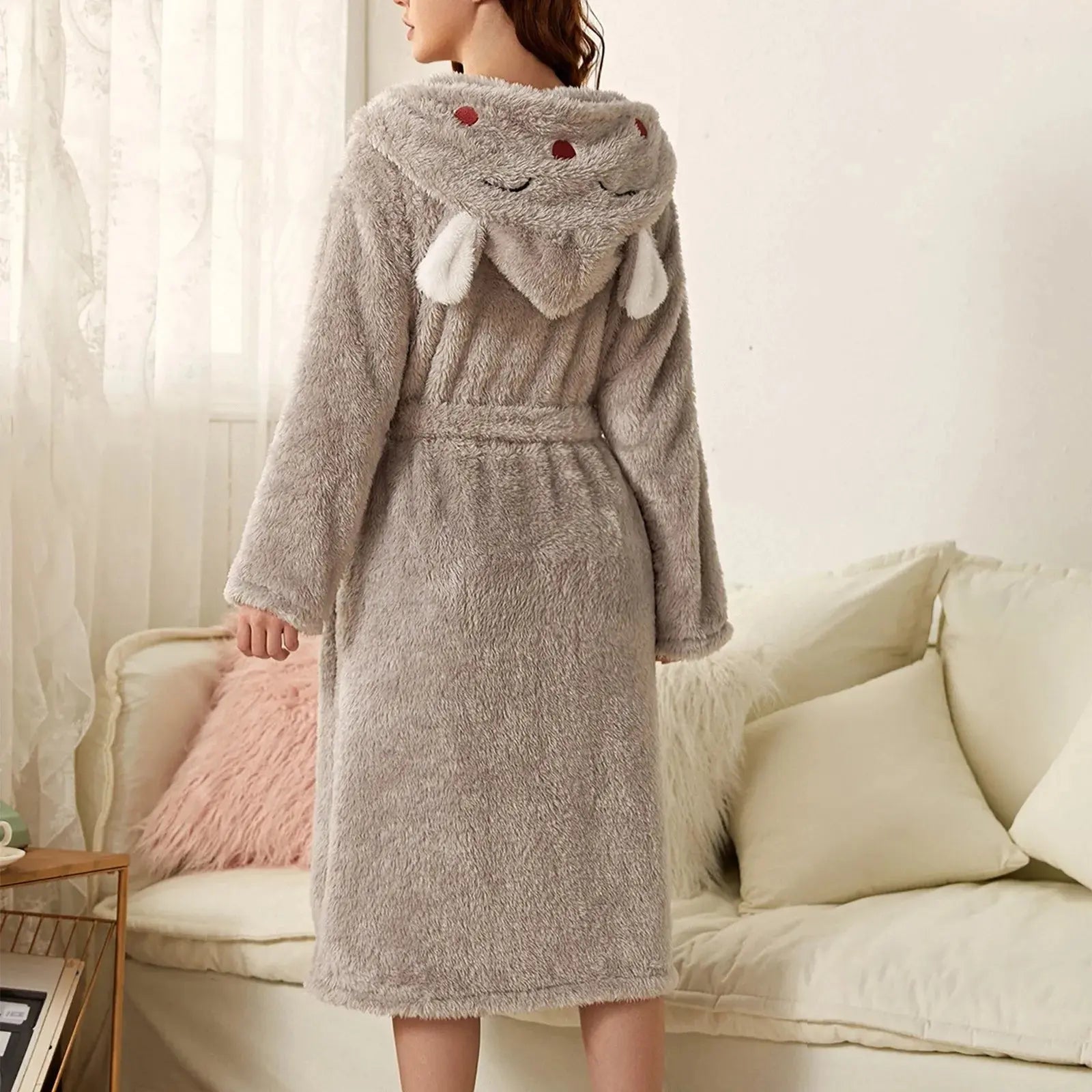 Flanell-Bademantel mit Kapuze und Hasenohren product image 8