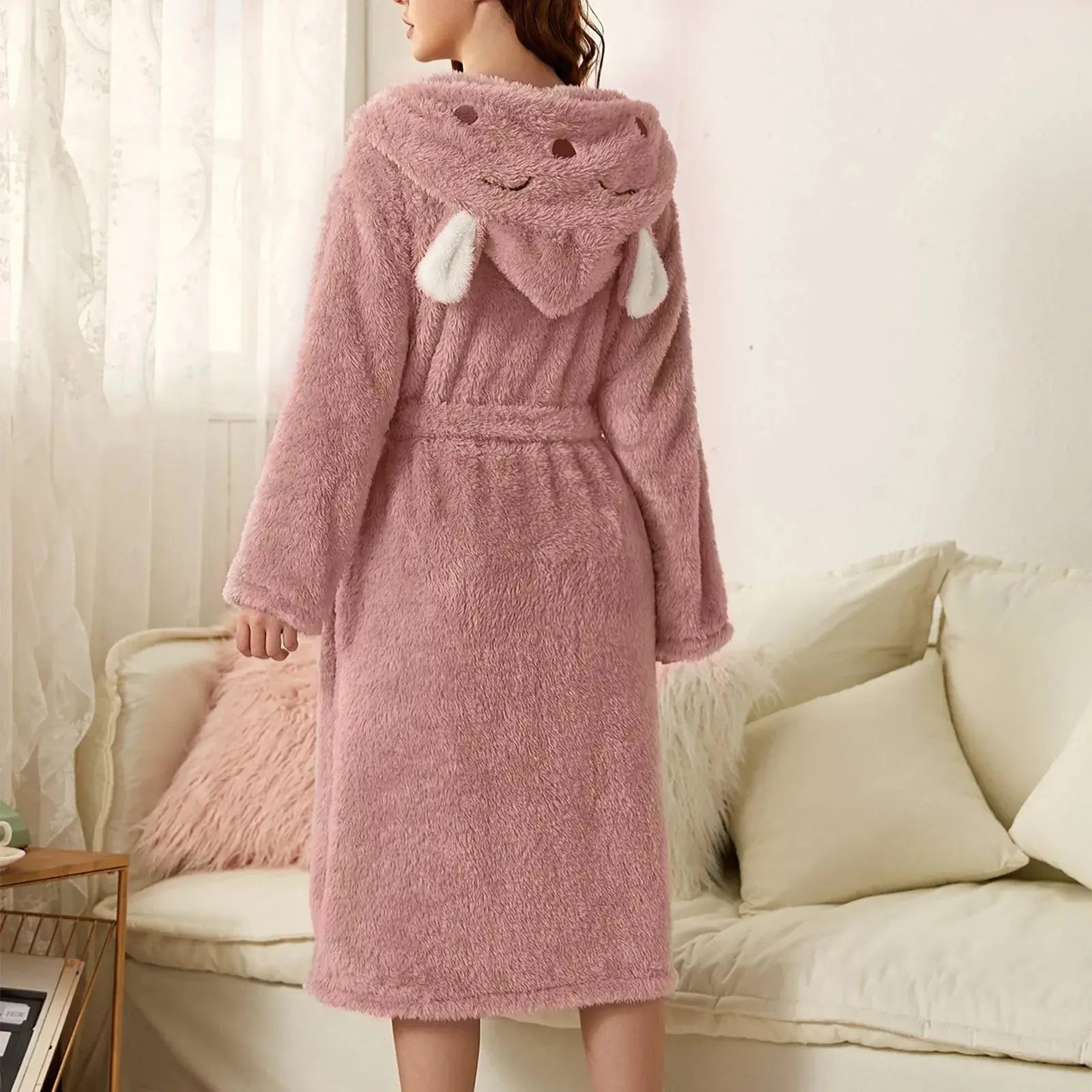 Flanell-Bademantel mit Kapuze und Hasenohren product image 9